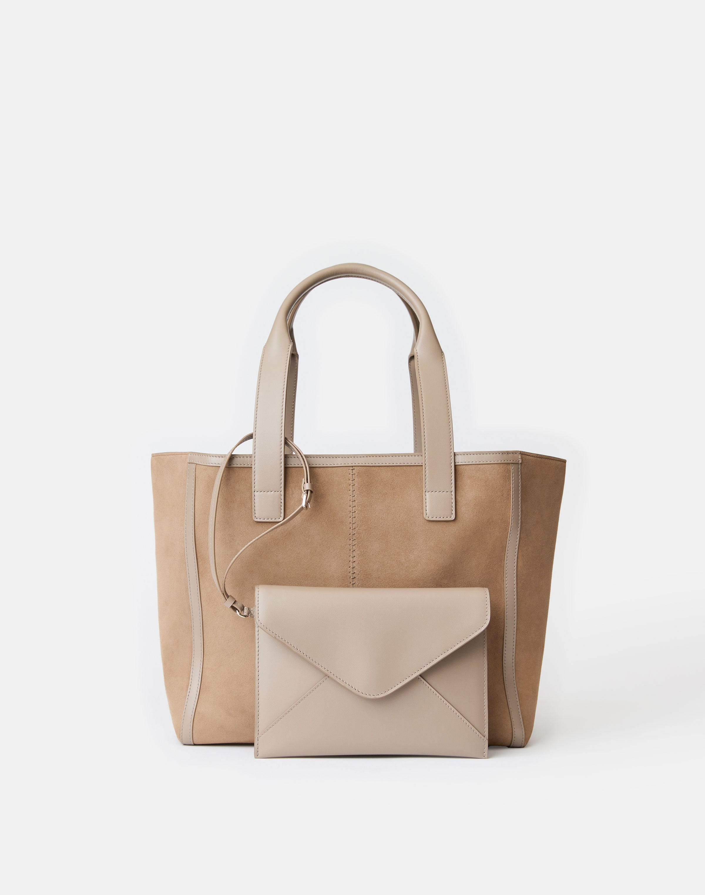 Suede & Leather L Tote—Small