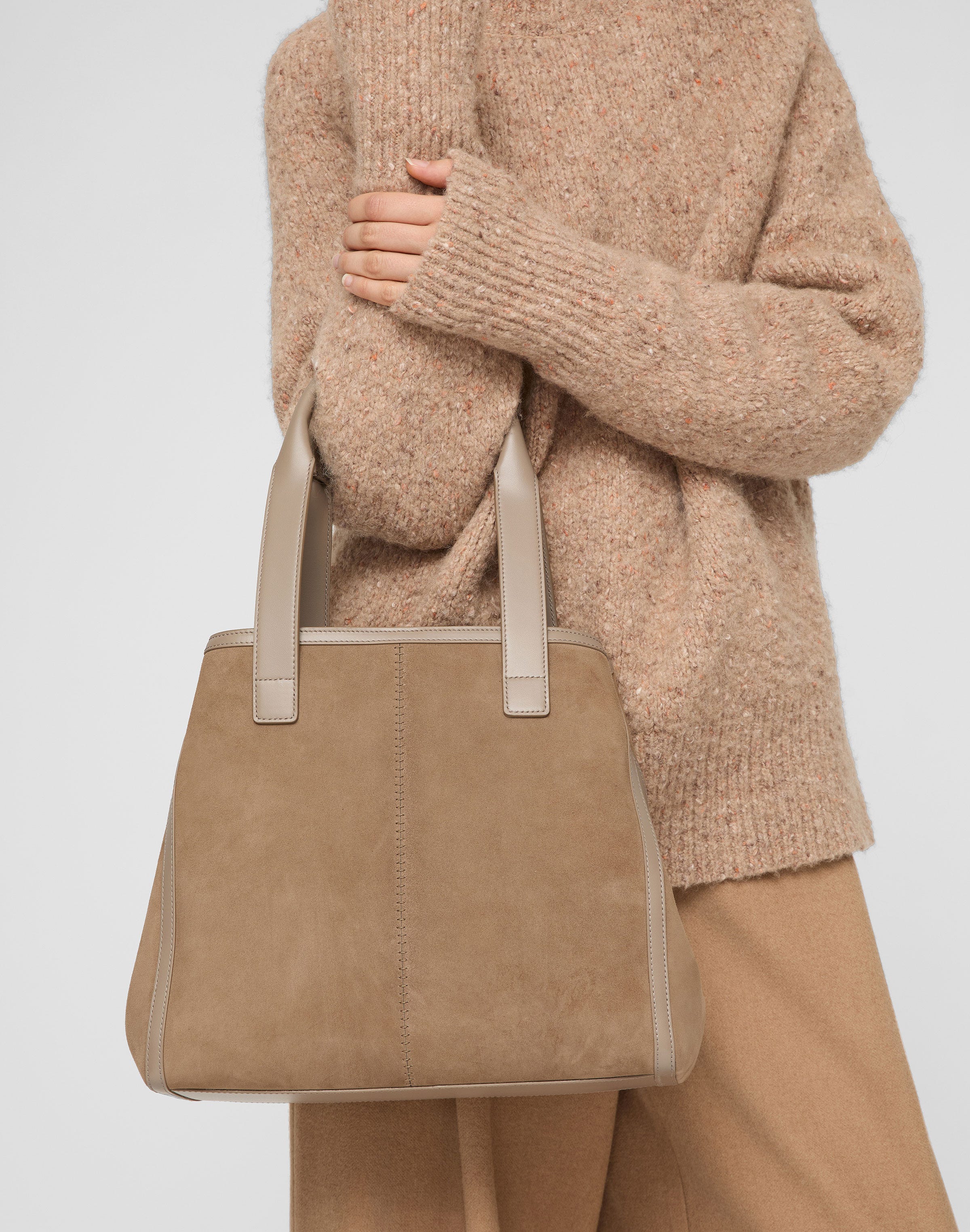 Suede & Leather L Tote—Small