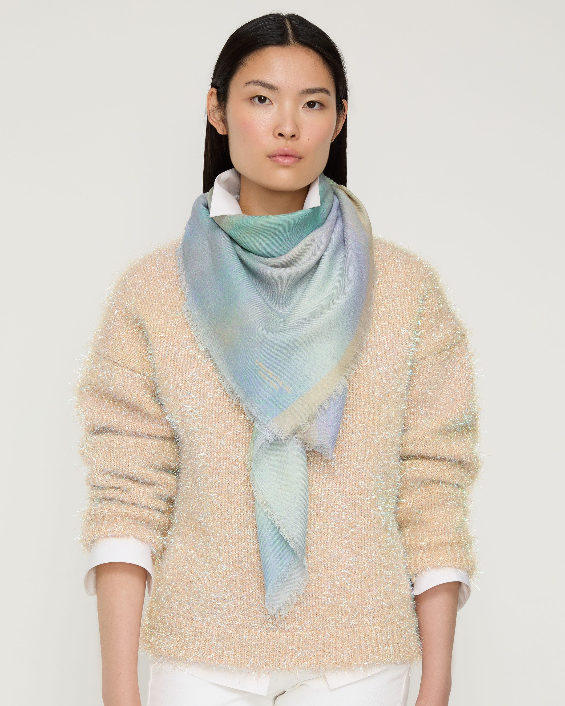 Aurora Print Cashmere-Silk Scarf