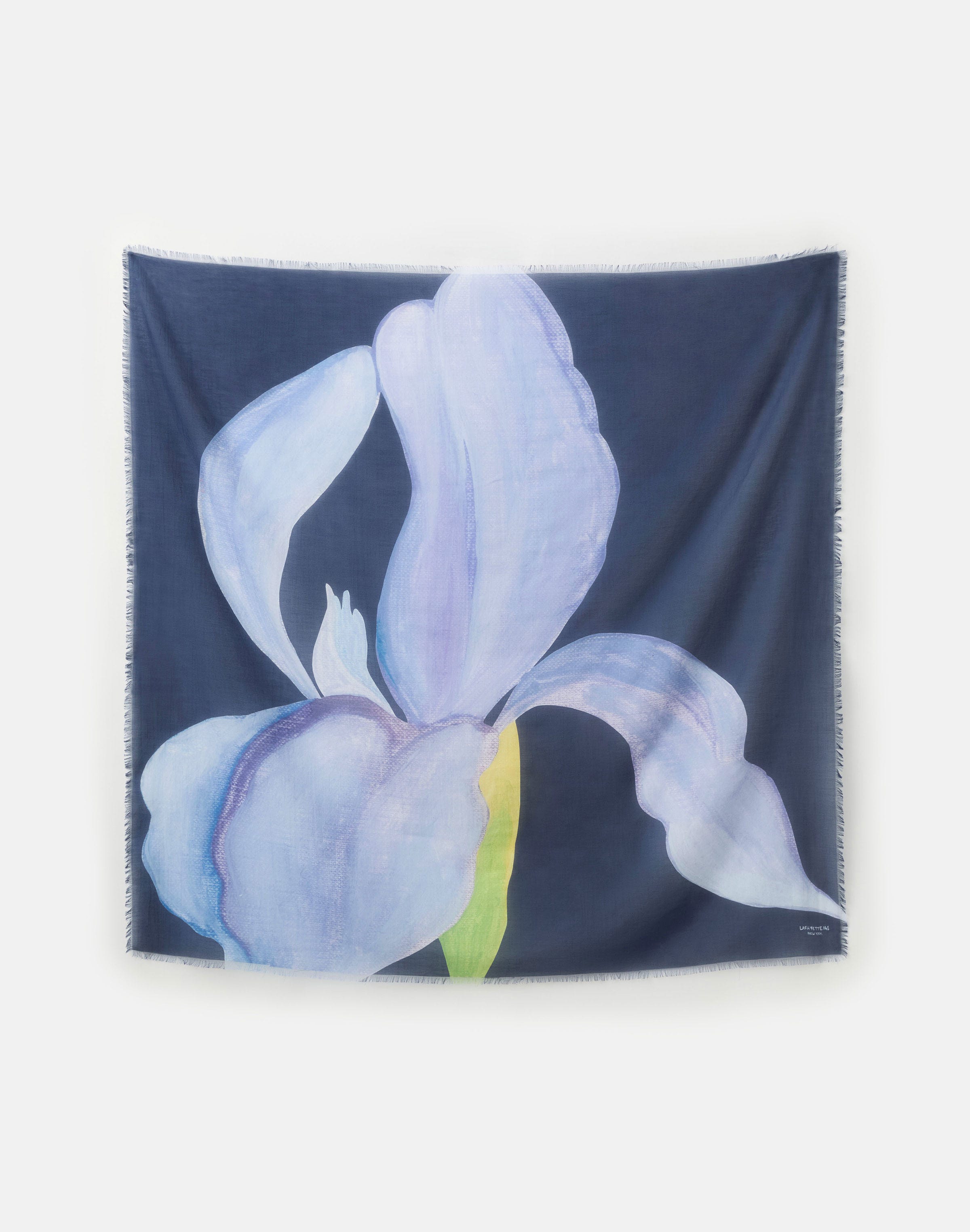 Iris Print Cotton-Silk Voile Scarf