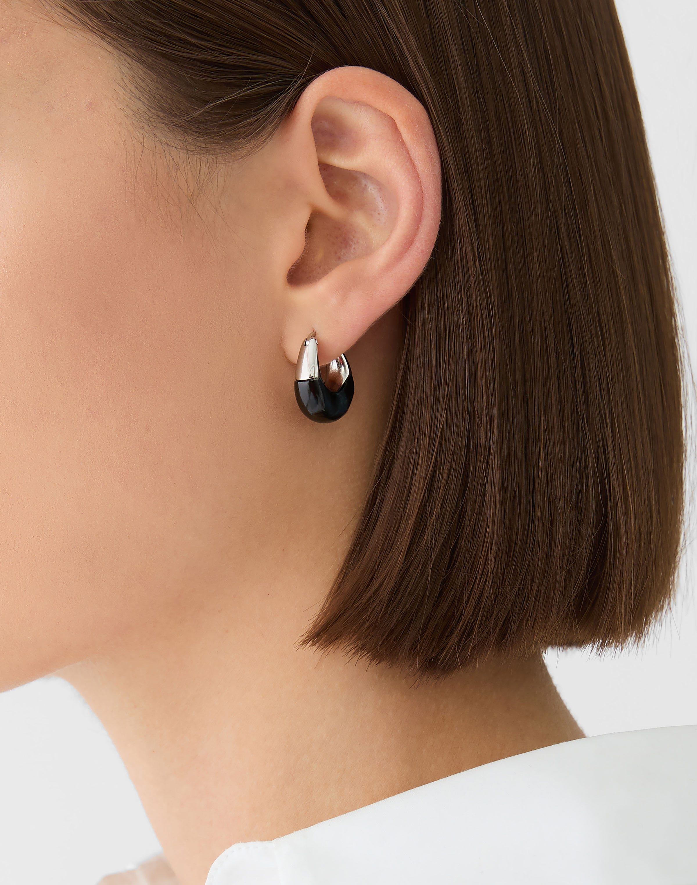Modernist Semi-Precious Stone Hoop Earring