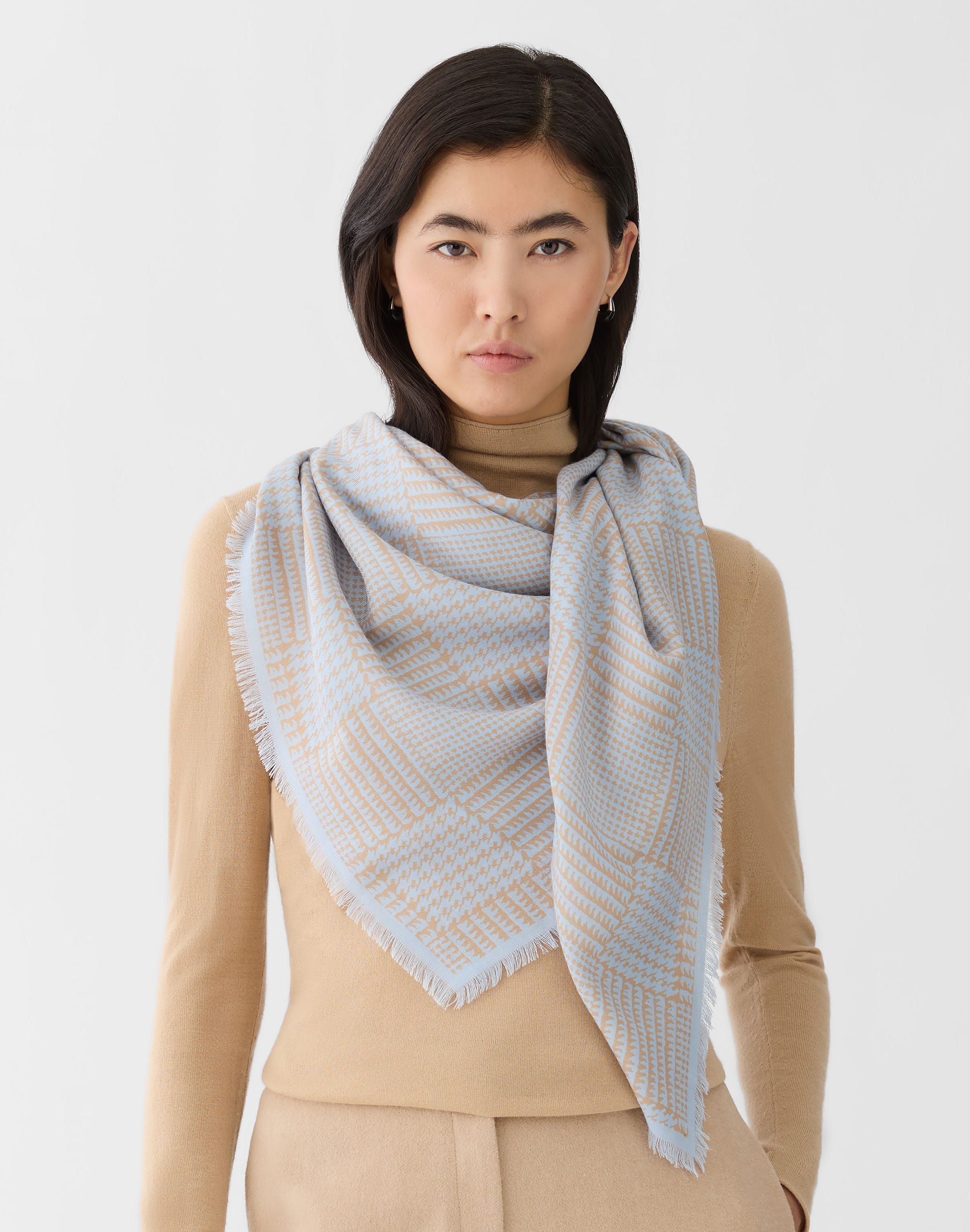 Glen Plaid Print Cashmere-Silk Scarf