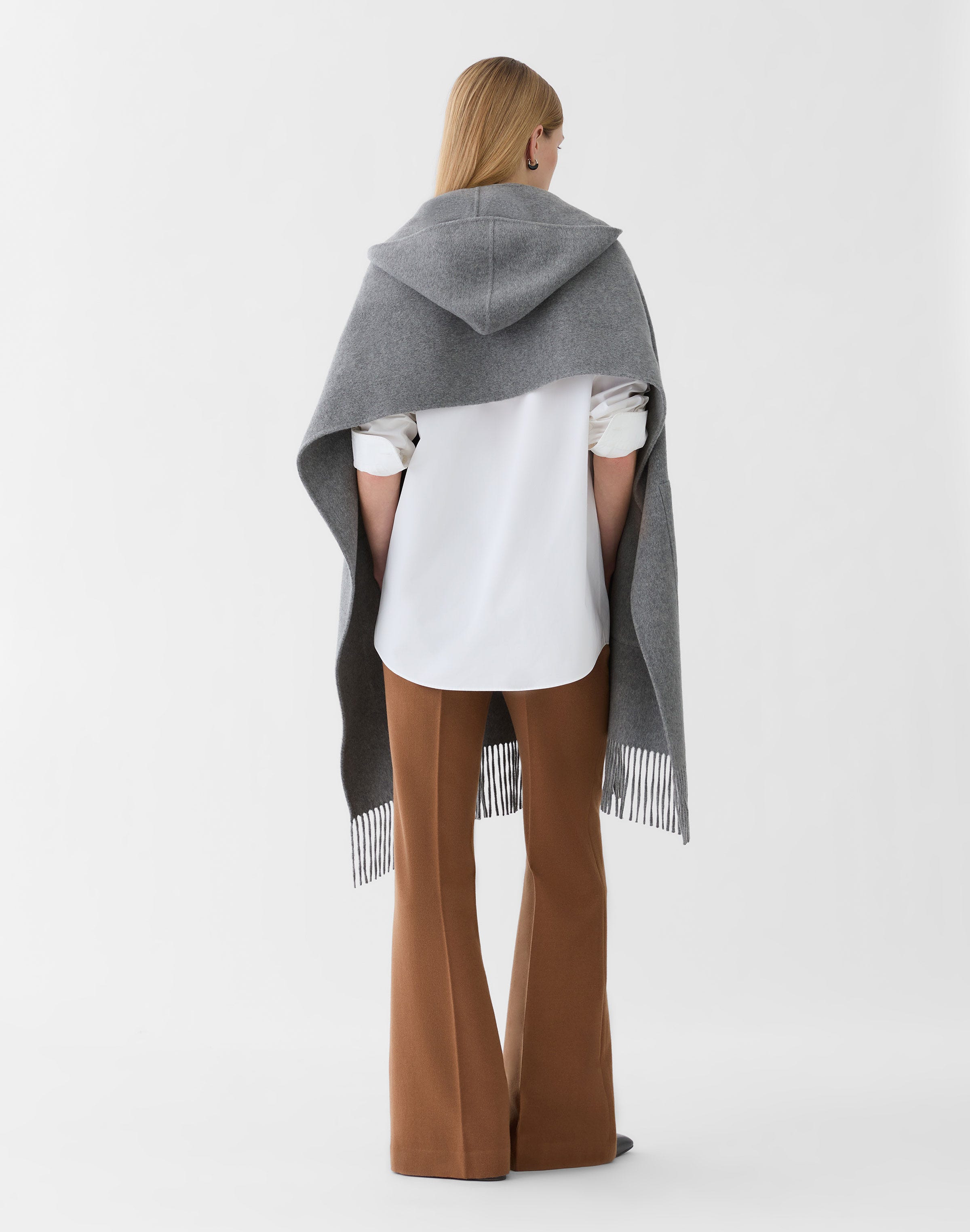 Cashmere Double Face Hooded Poncho