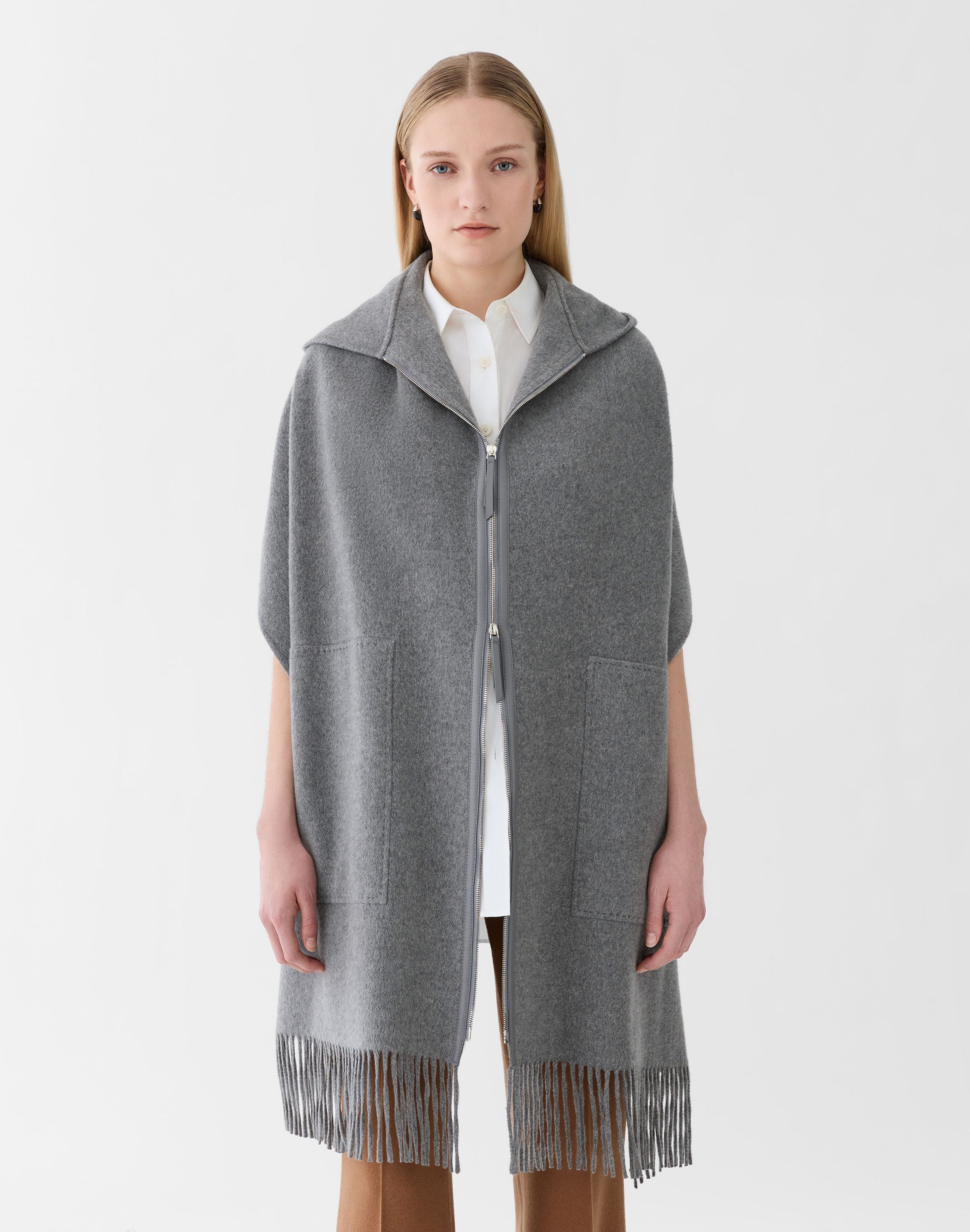 Cashmere Double Face Hooded Poncho