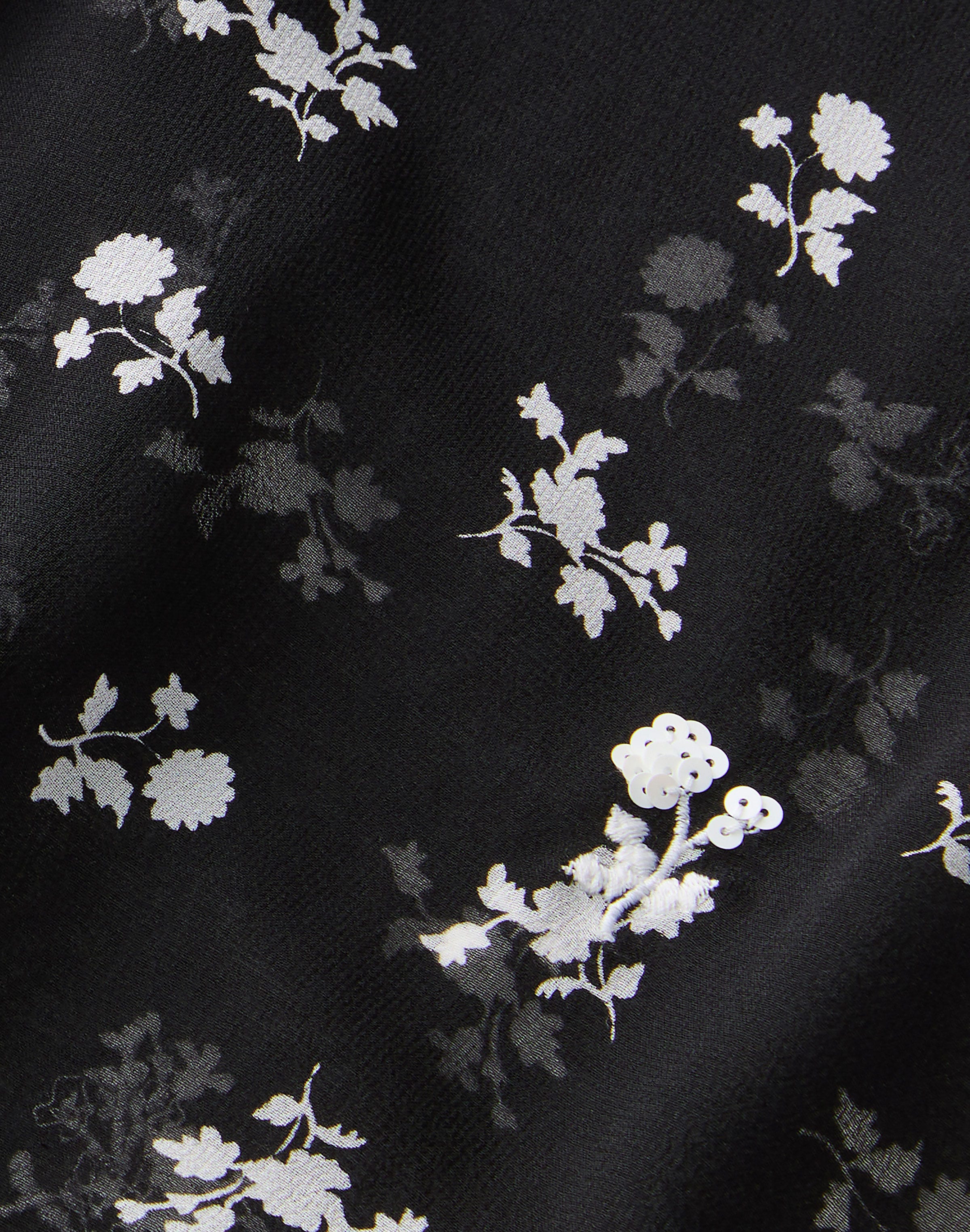 Petite Ditsy Floral Print Silk Georgette Embellished Blouse