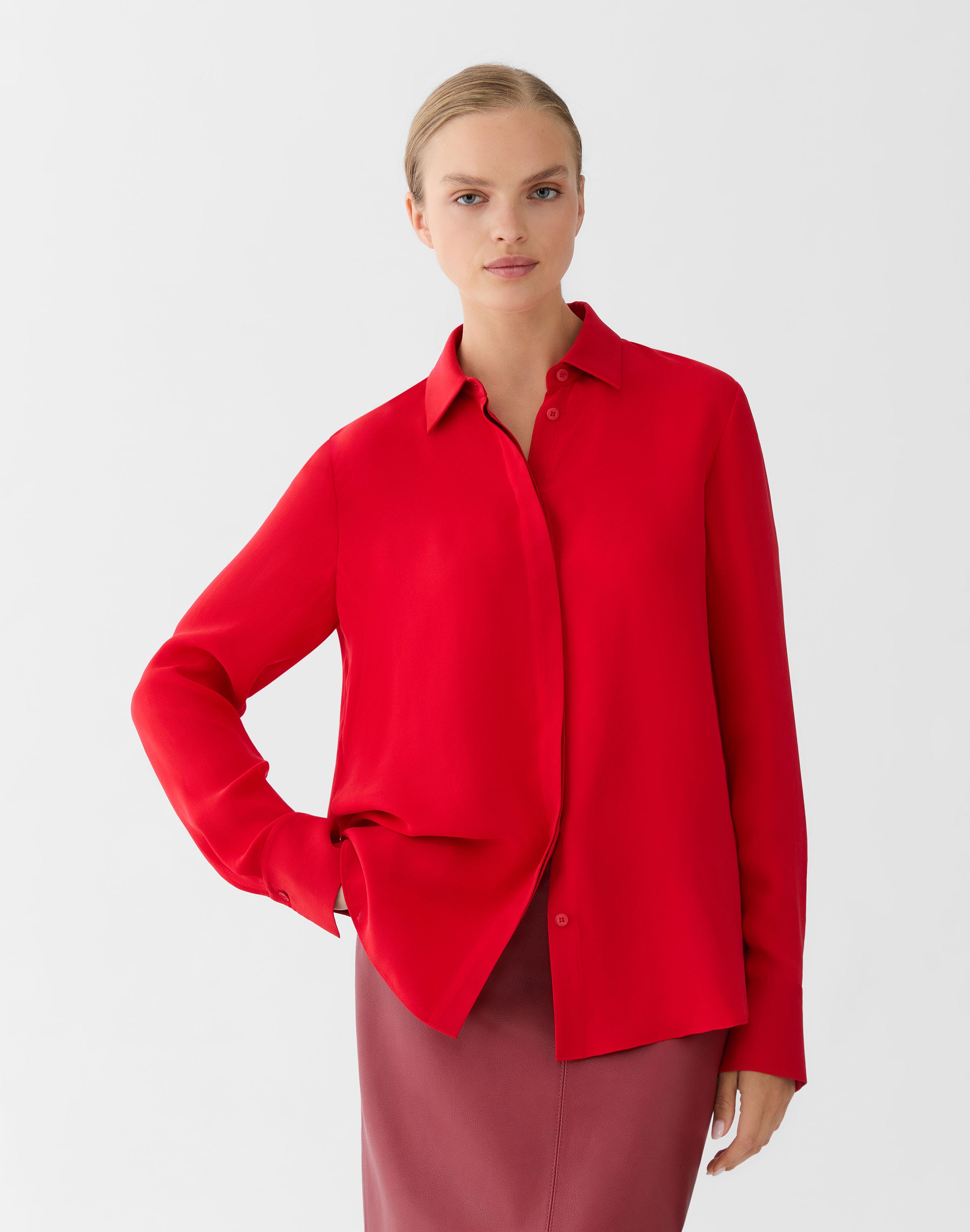 Plus-Size Silk Georgette Button Blouse