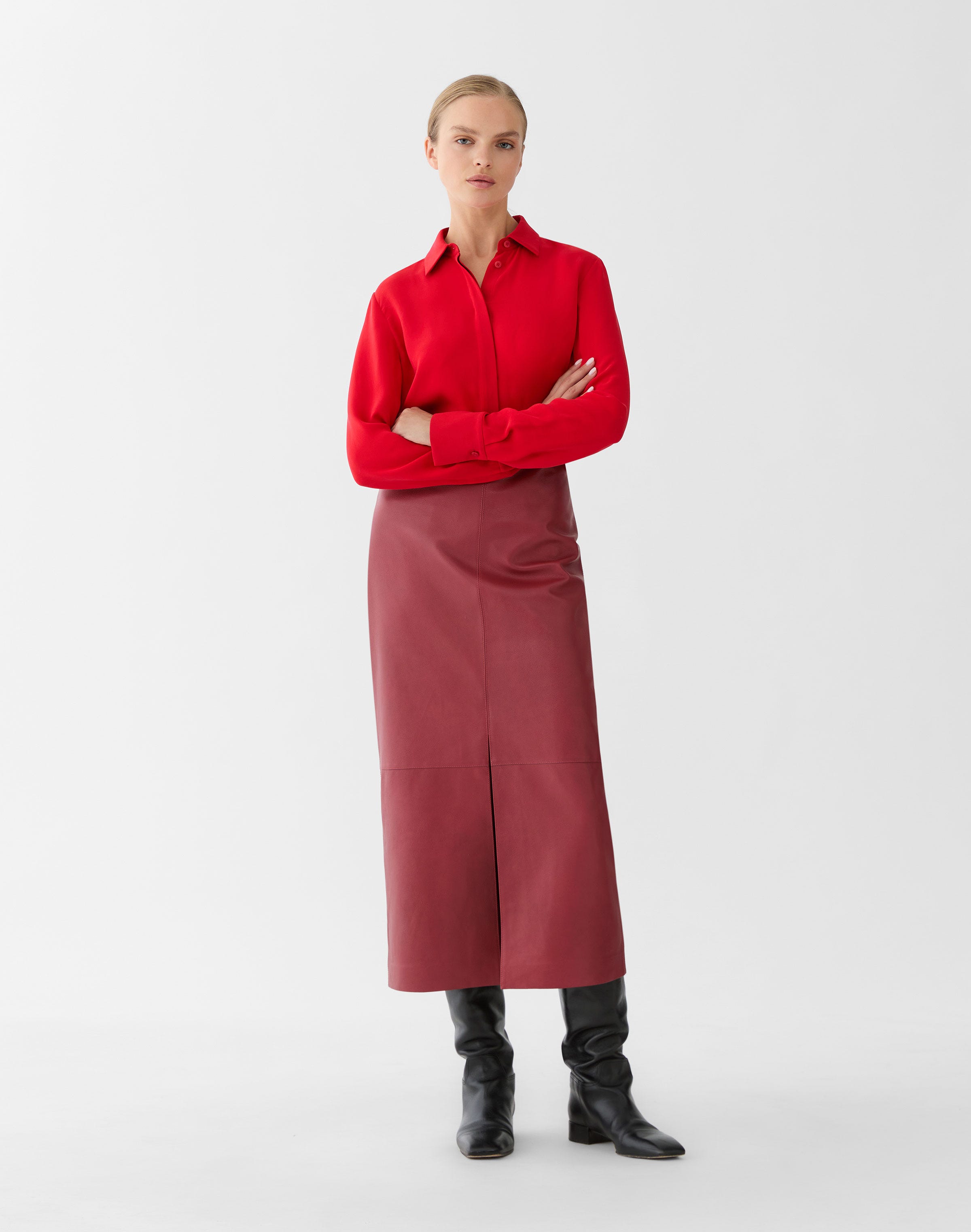 Plus-Size Silk Georgette Button Blouse