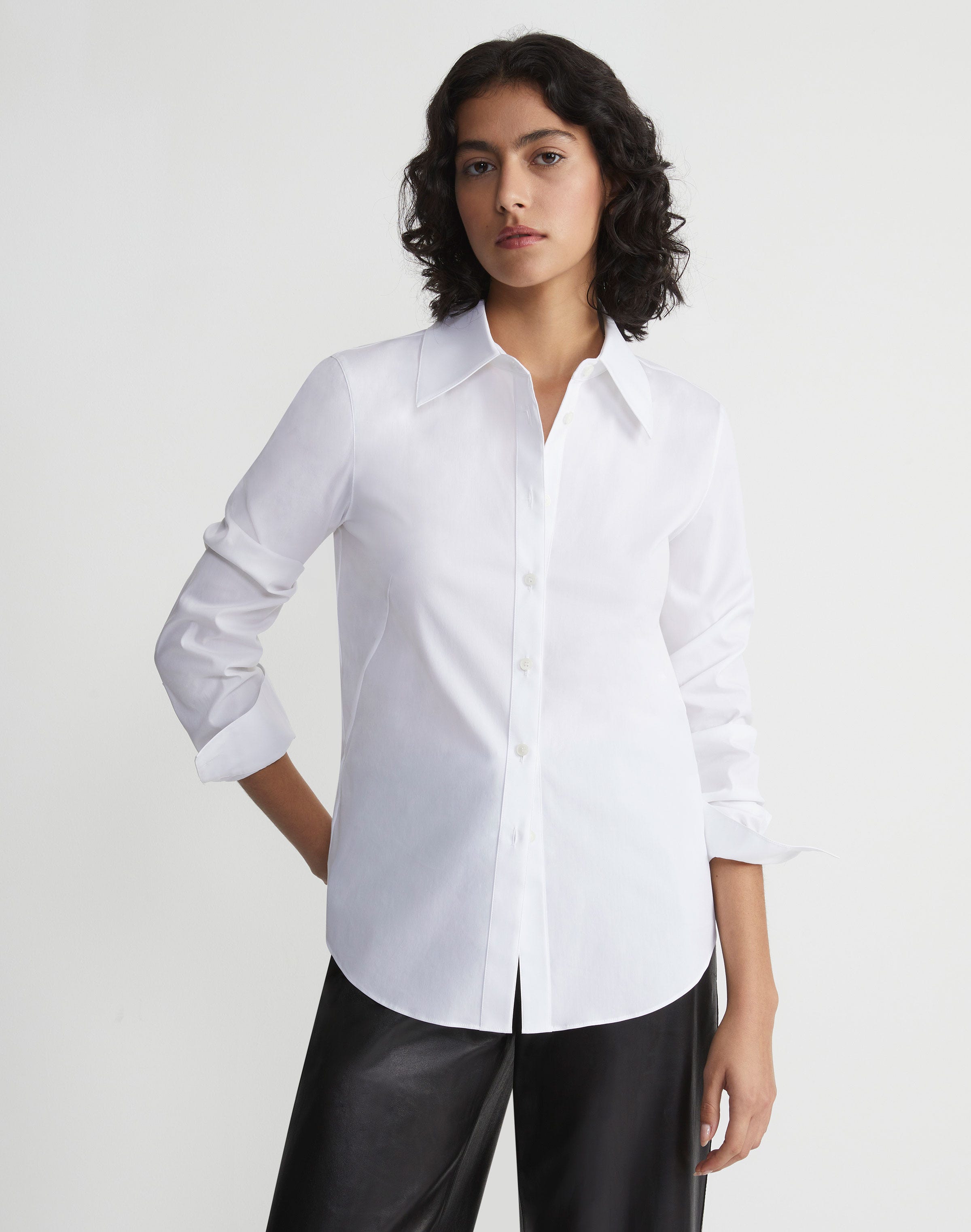 Petite Stretch Cotton Slim Shirt