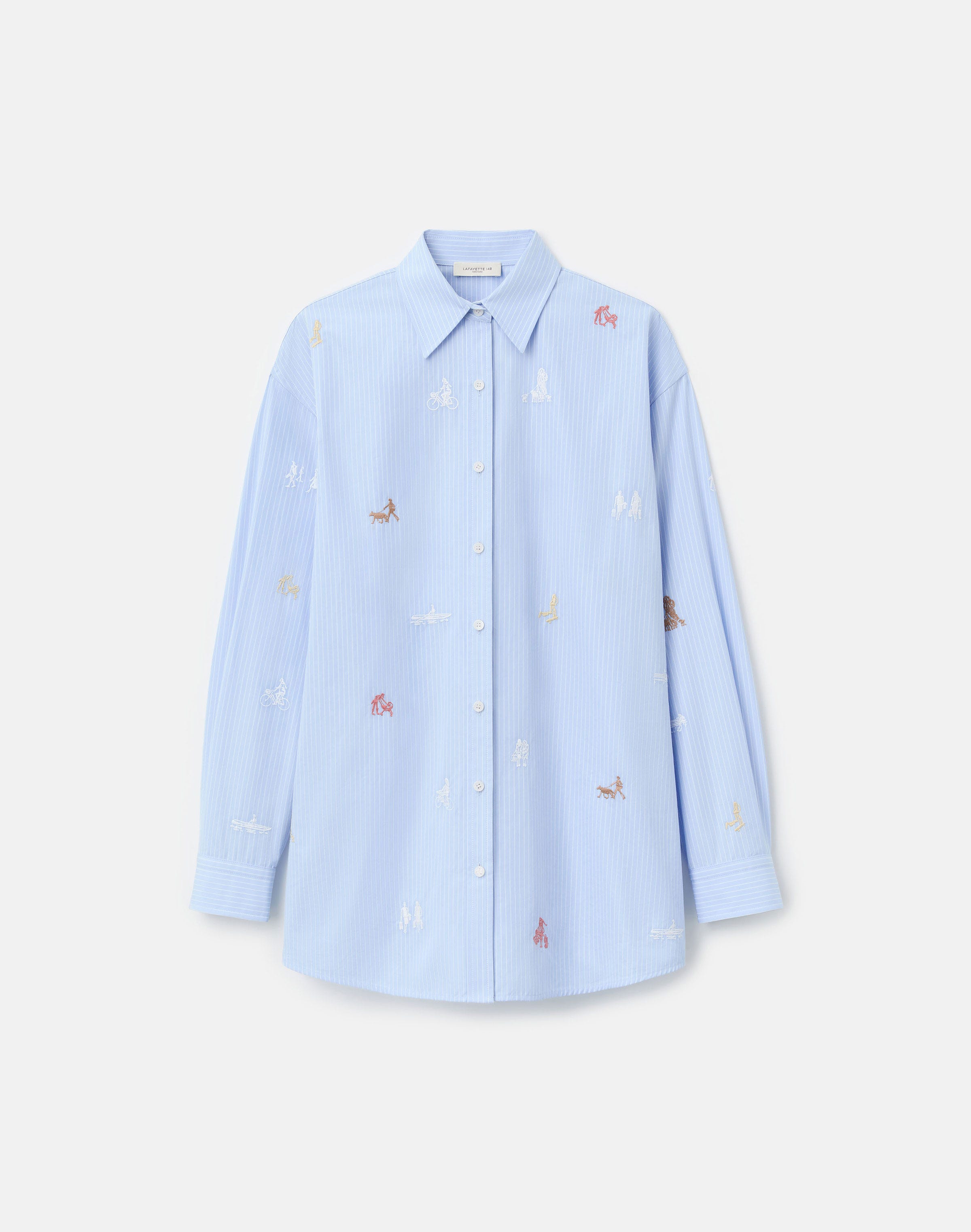 Striped Cotton Embroidered New Yorkers  Oversized Shirt