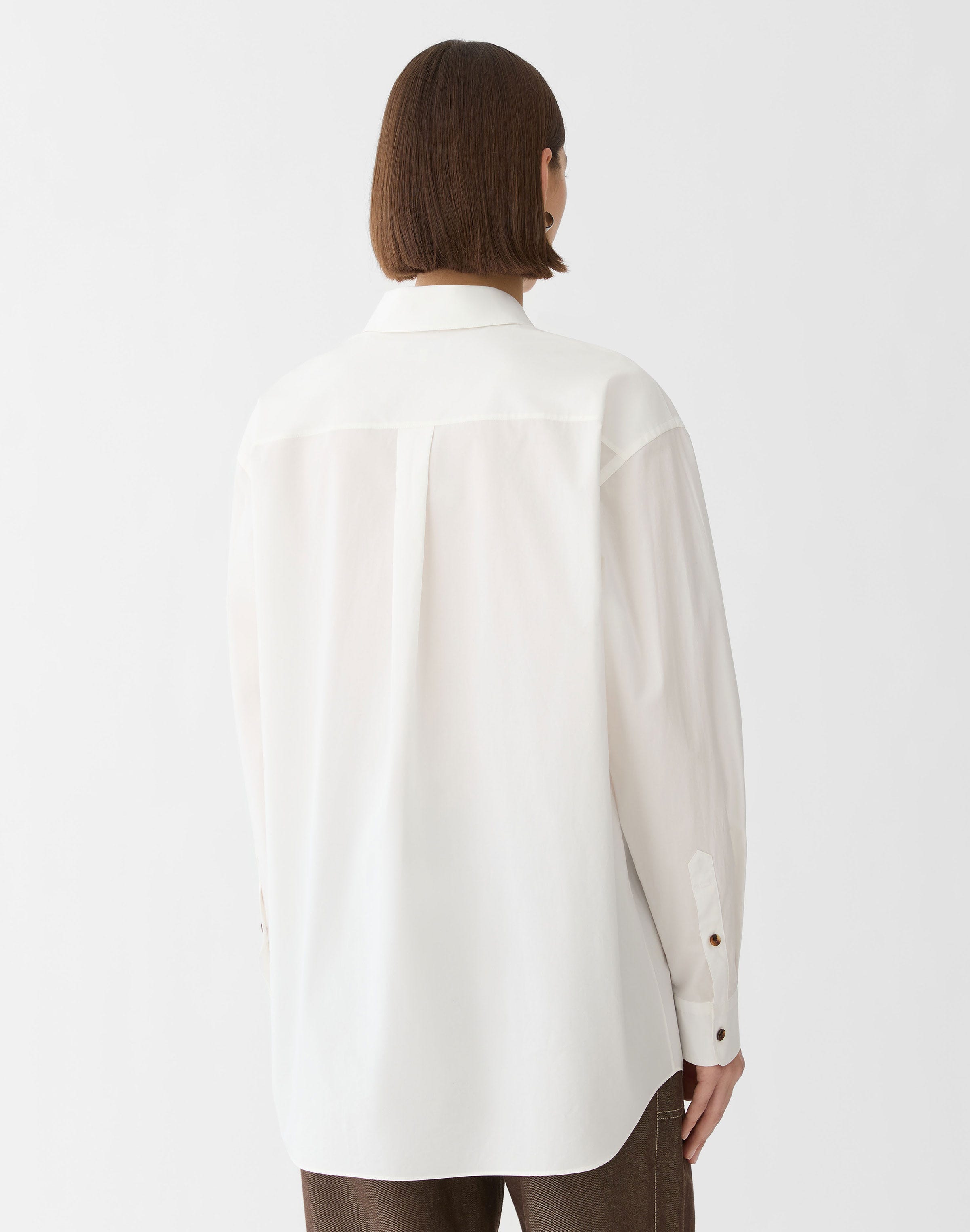 Single Stem Print Cotton Poplin Oversized Shirt