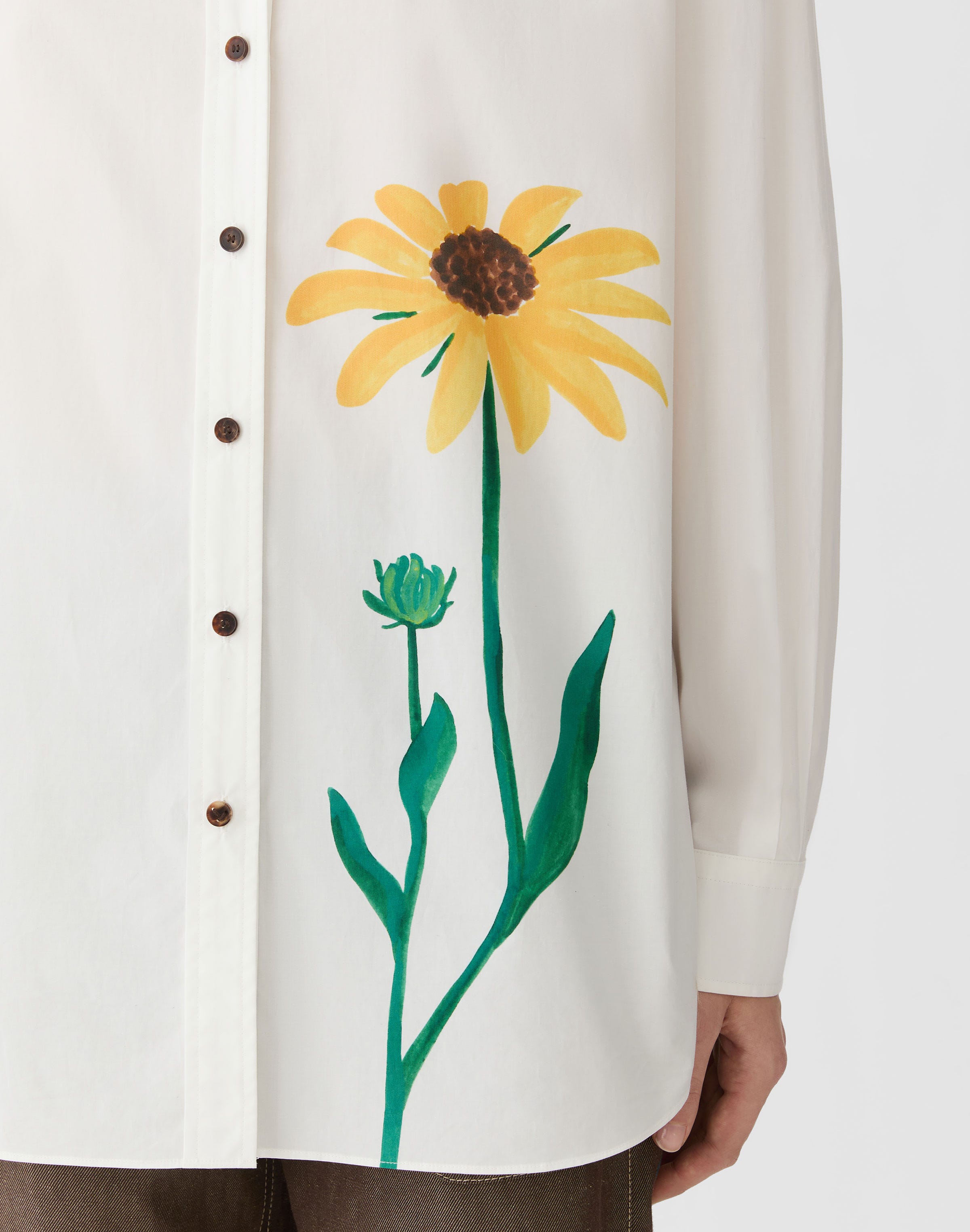 Single Stem Print Cotton Poplin Oversized Shirt