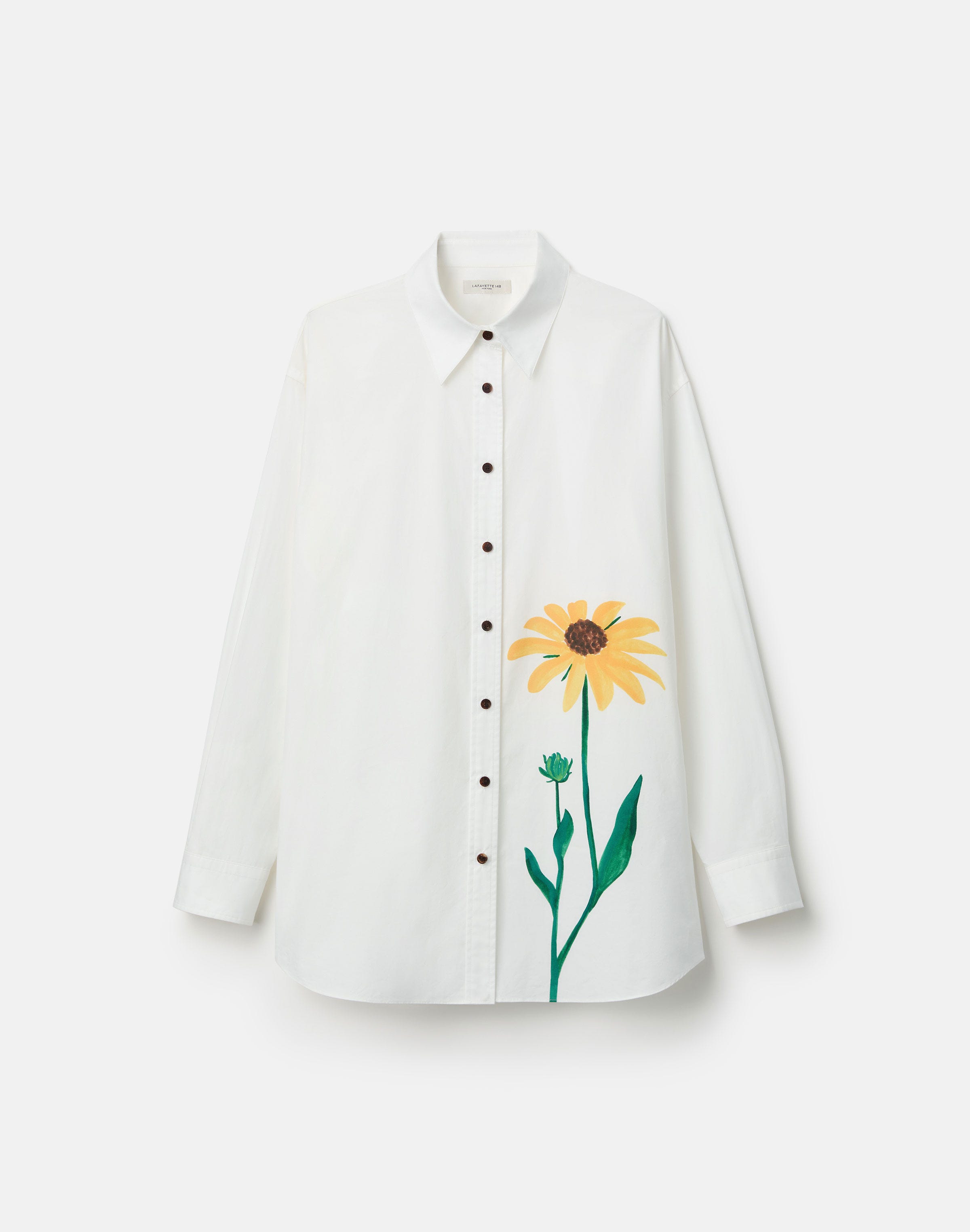 Single Stem Print Cotton Poplin Oversized Shirt