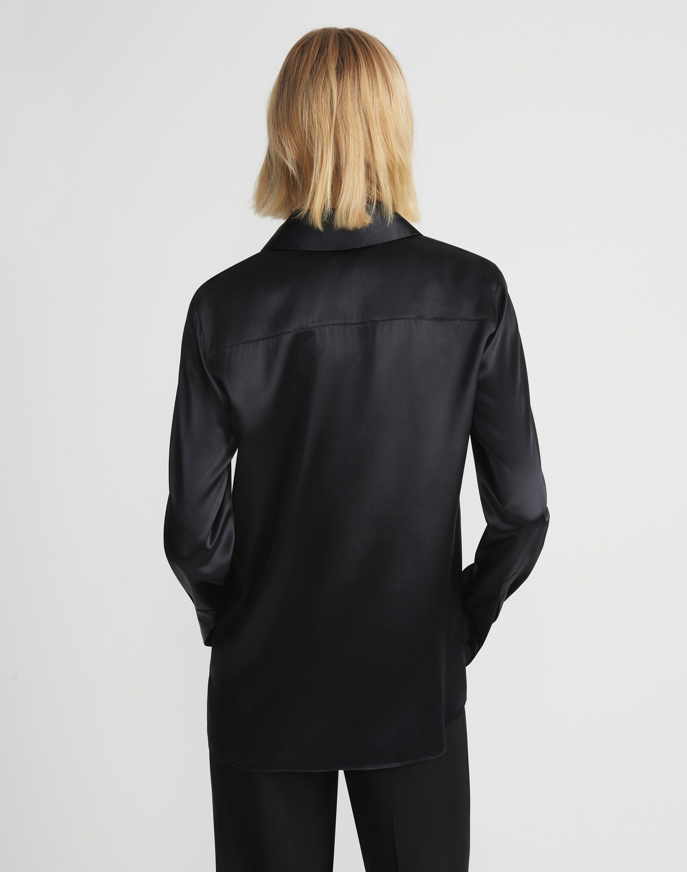 Petite Silk Charmeuse French Cuff Blouse