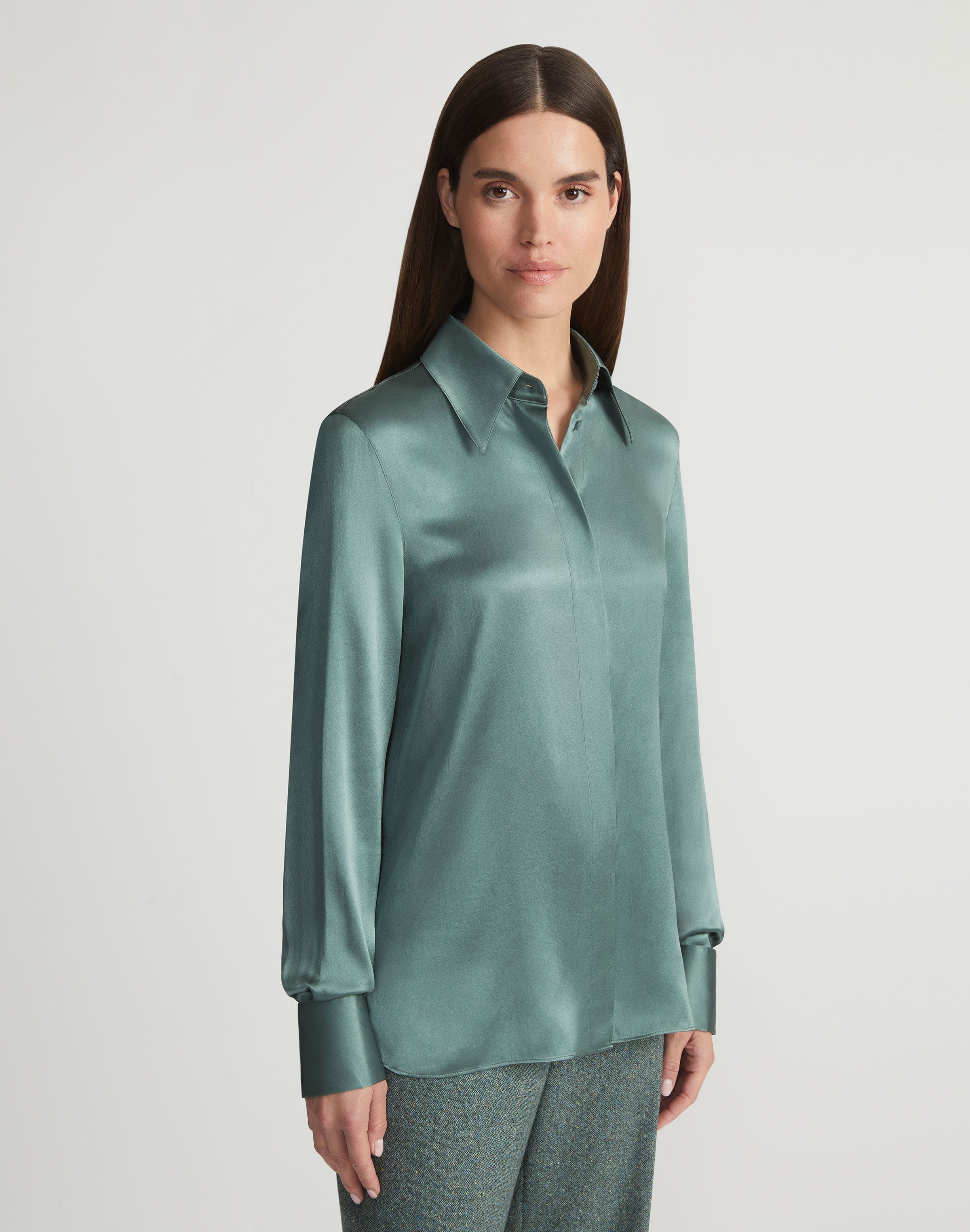 Silk Charmeuse French Cuff Blouse