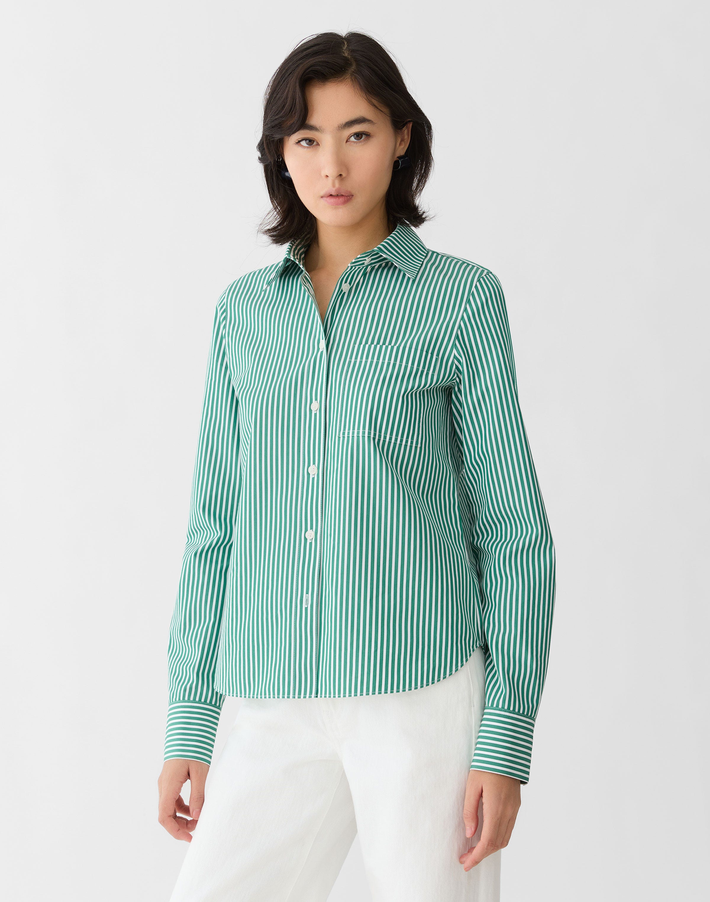 Striped Cotton Button Front Shirt