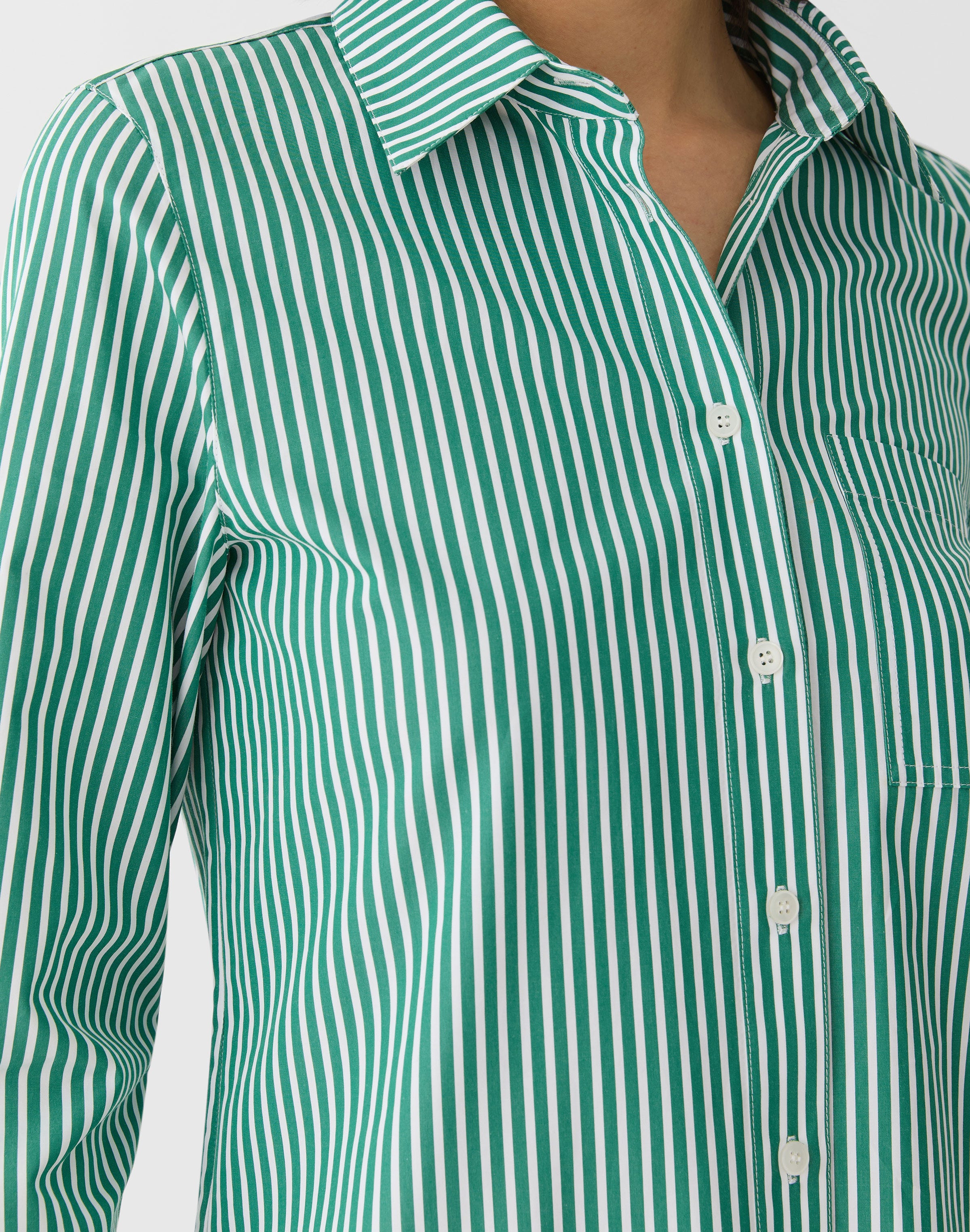 Striped Cotton Button Front Shirt