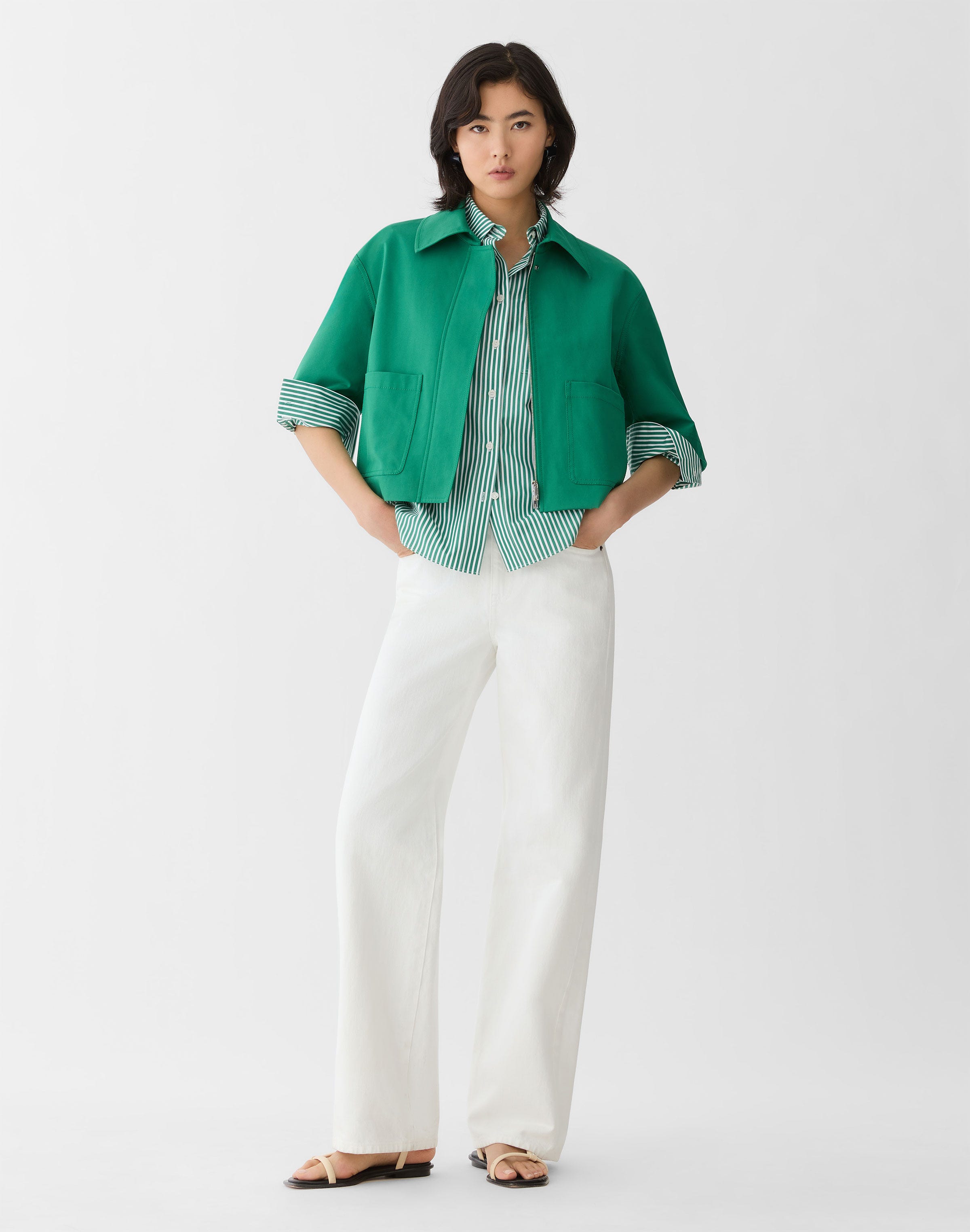 Striped Cotton Button Front Shirt