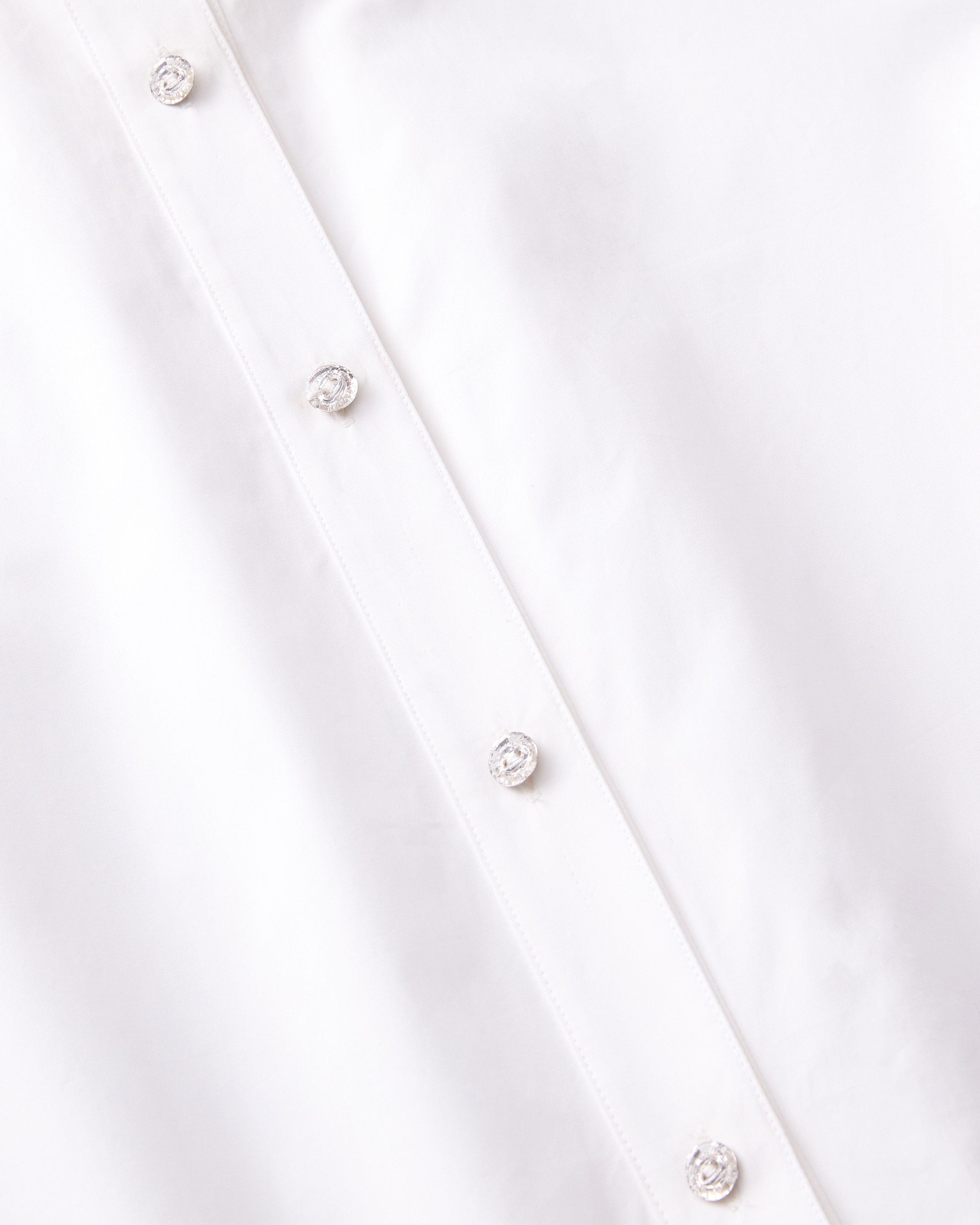 Organic Cotton Poplin Crystal Button Ruffle Shirt