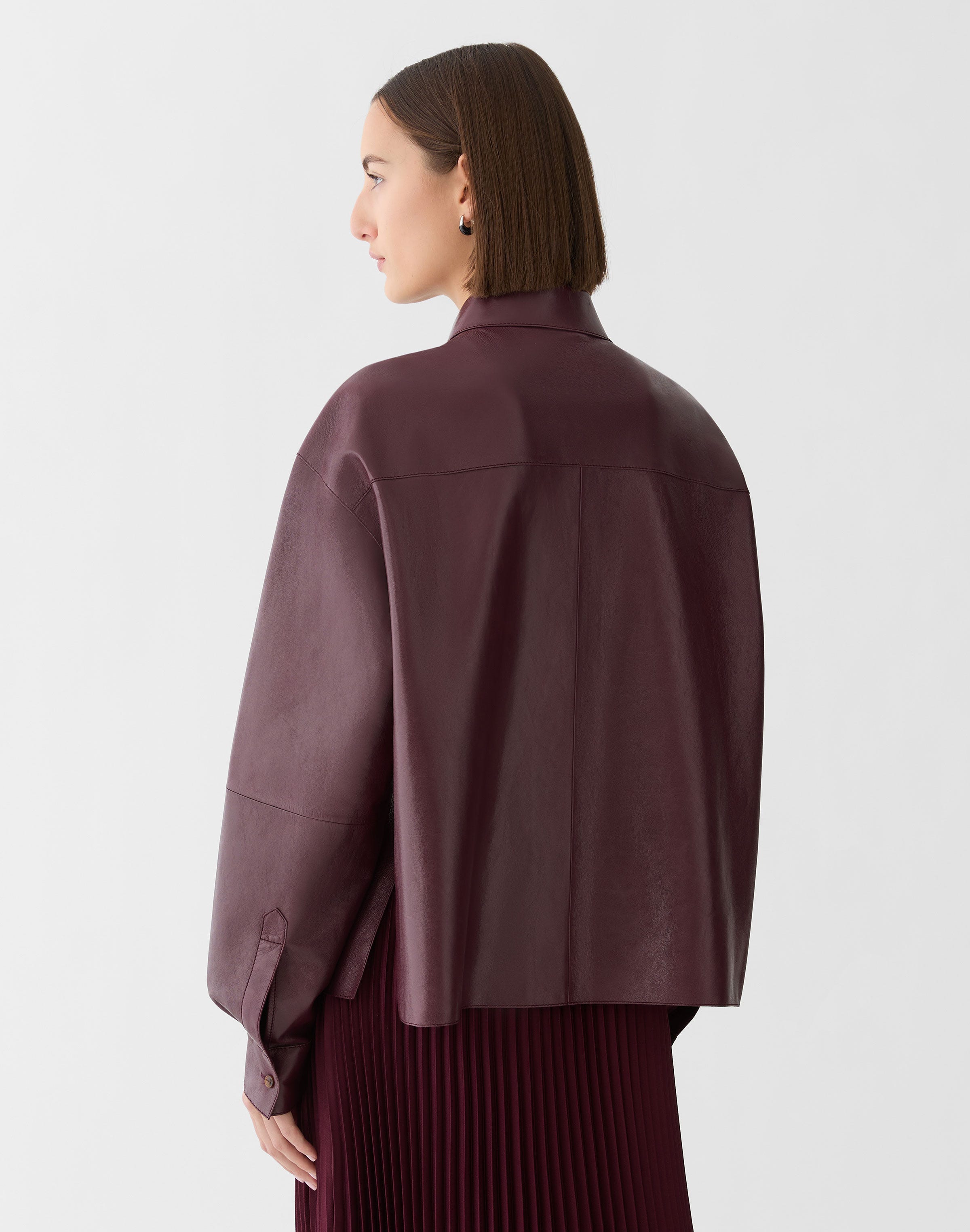 Nappa Leather Oversized Cropped Shirt