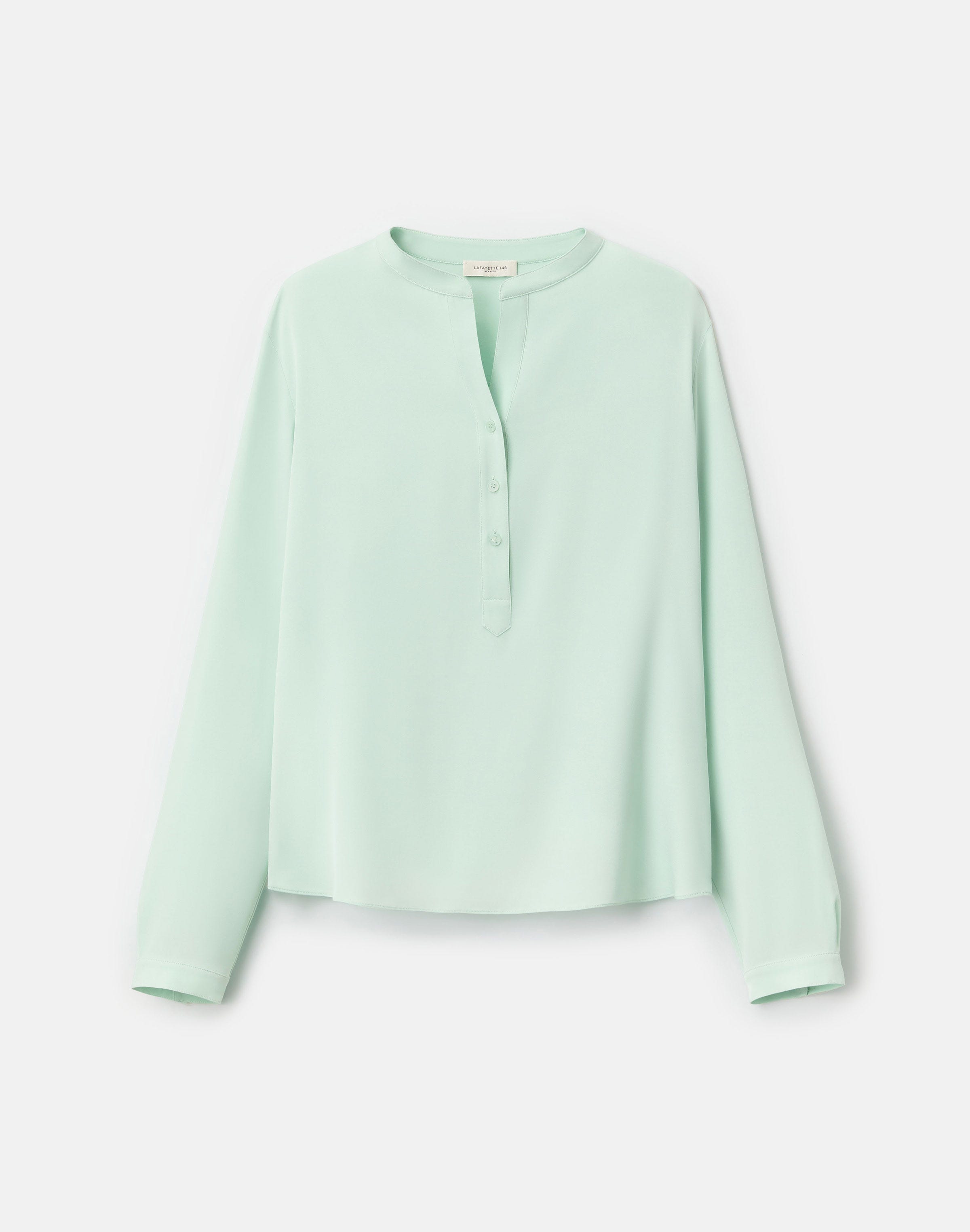 Organic Silk Stretch Georgette Henley Blouse