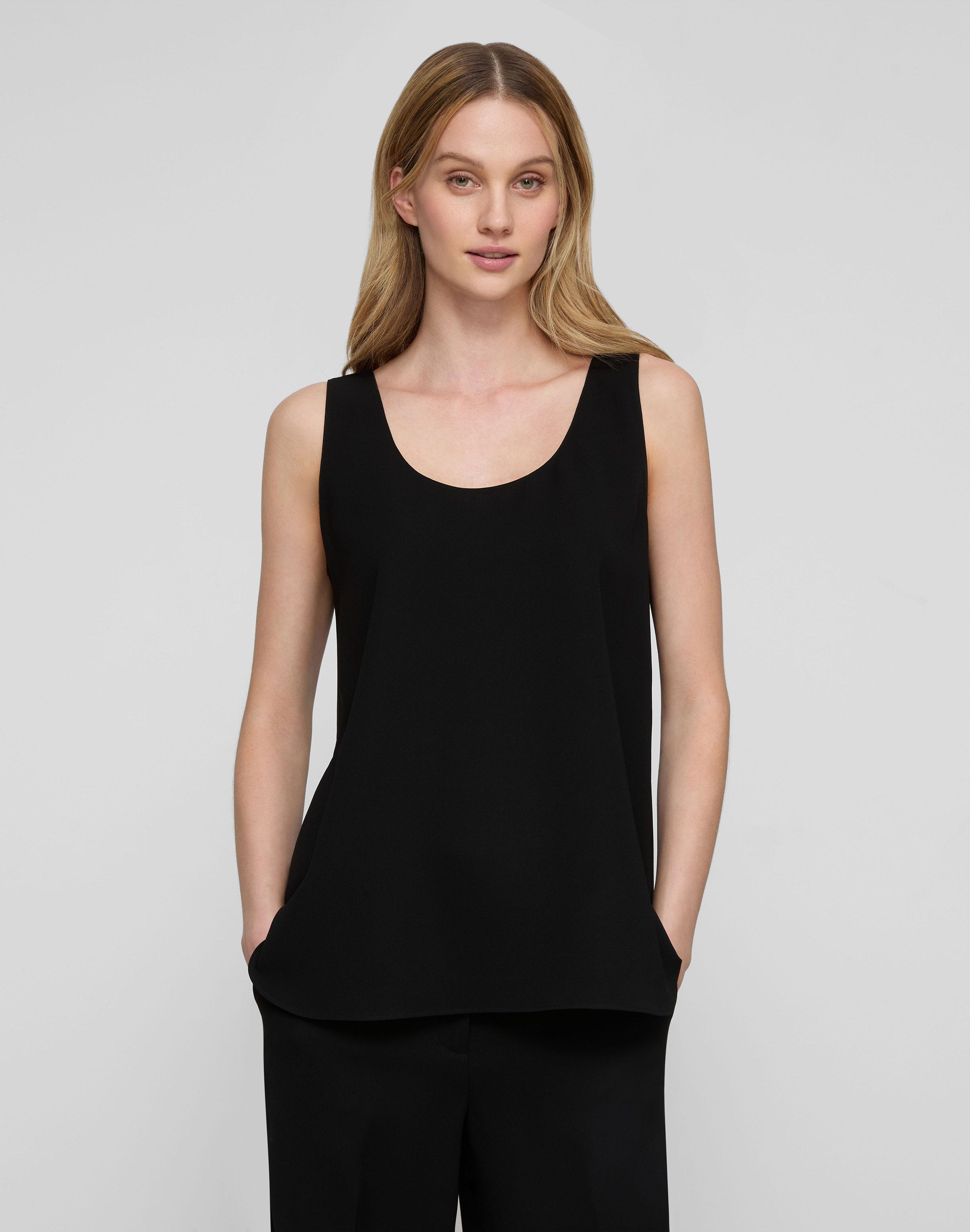 Plus-Size Responsible Finesse Crepe Sleeveless Blouse