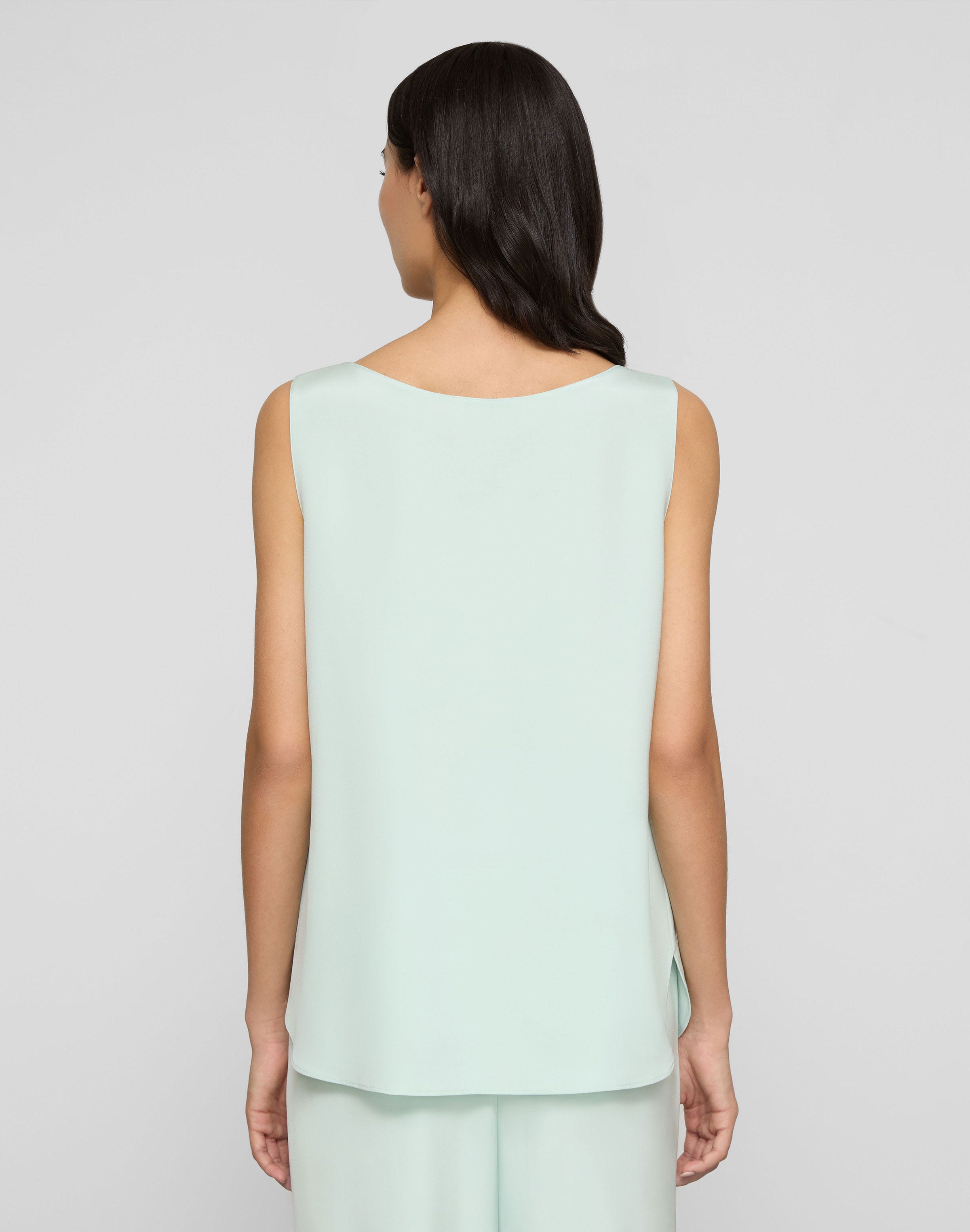 Plus-Size Organic Silk Stretch Crepe De Chine Sleeveless Blouse