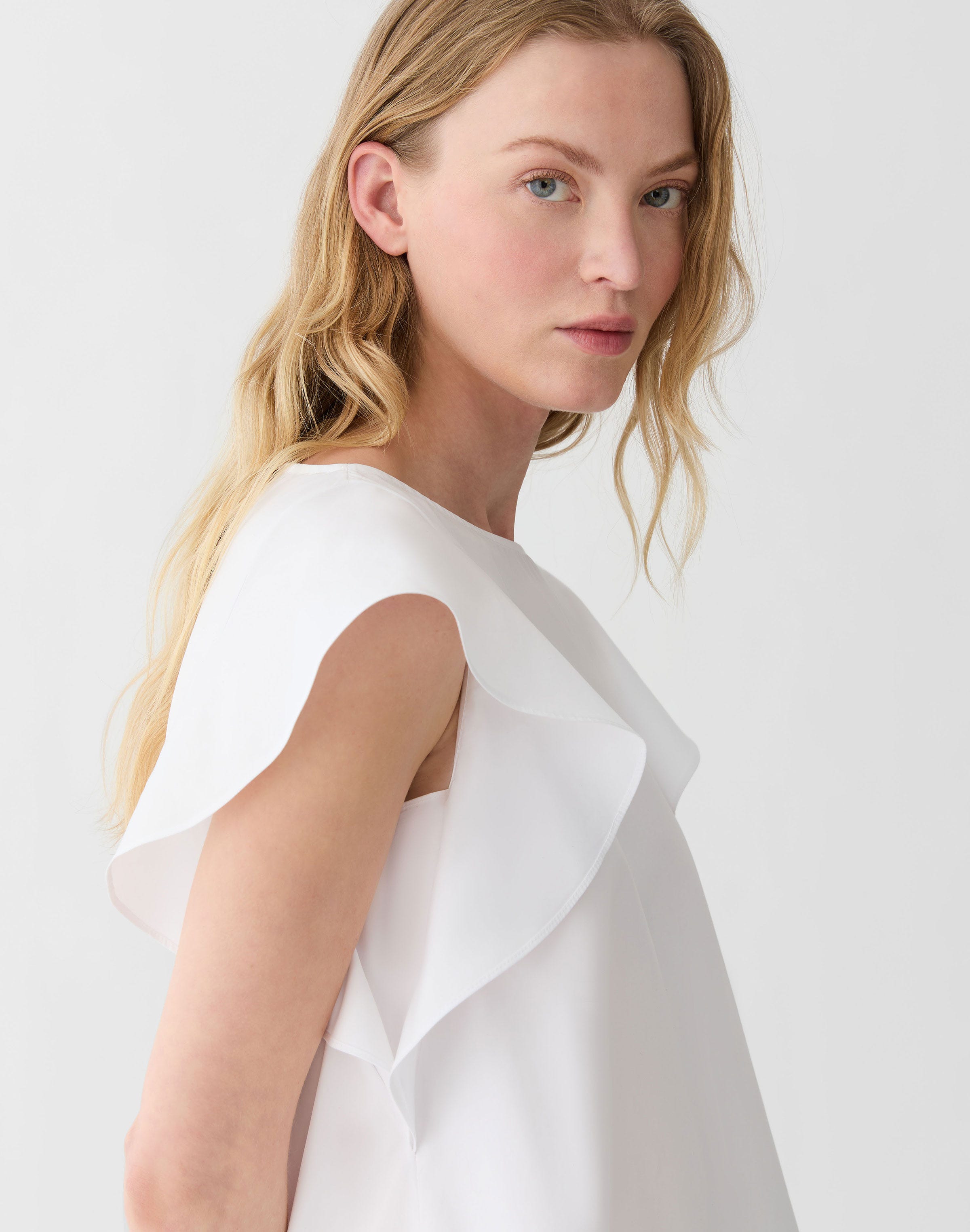 Organic Cotton Poplin Flutter Sleeve Shirt