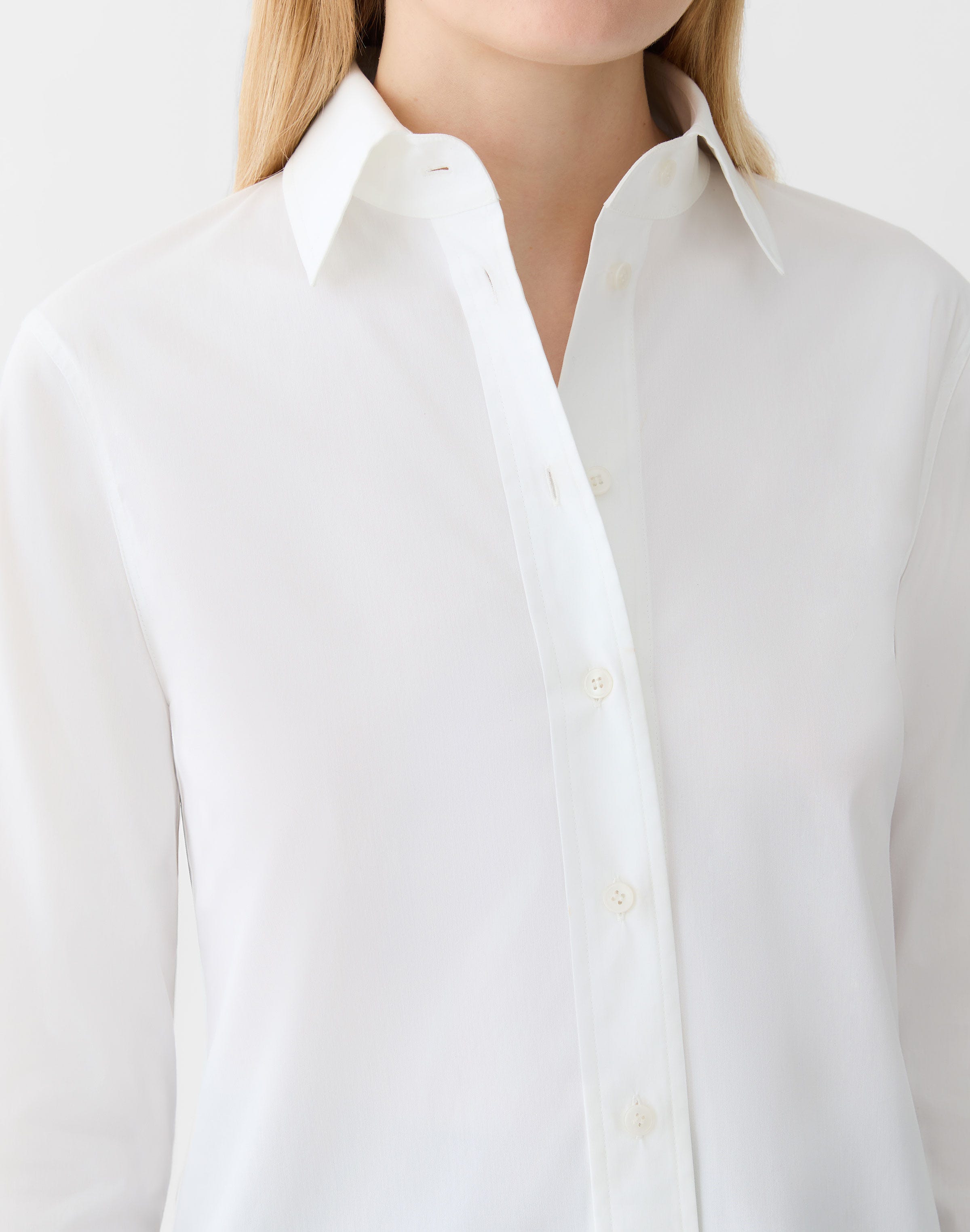 Stretch Cotton Button Front Slim Shirt