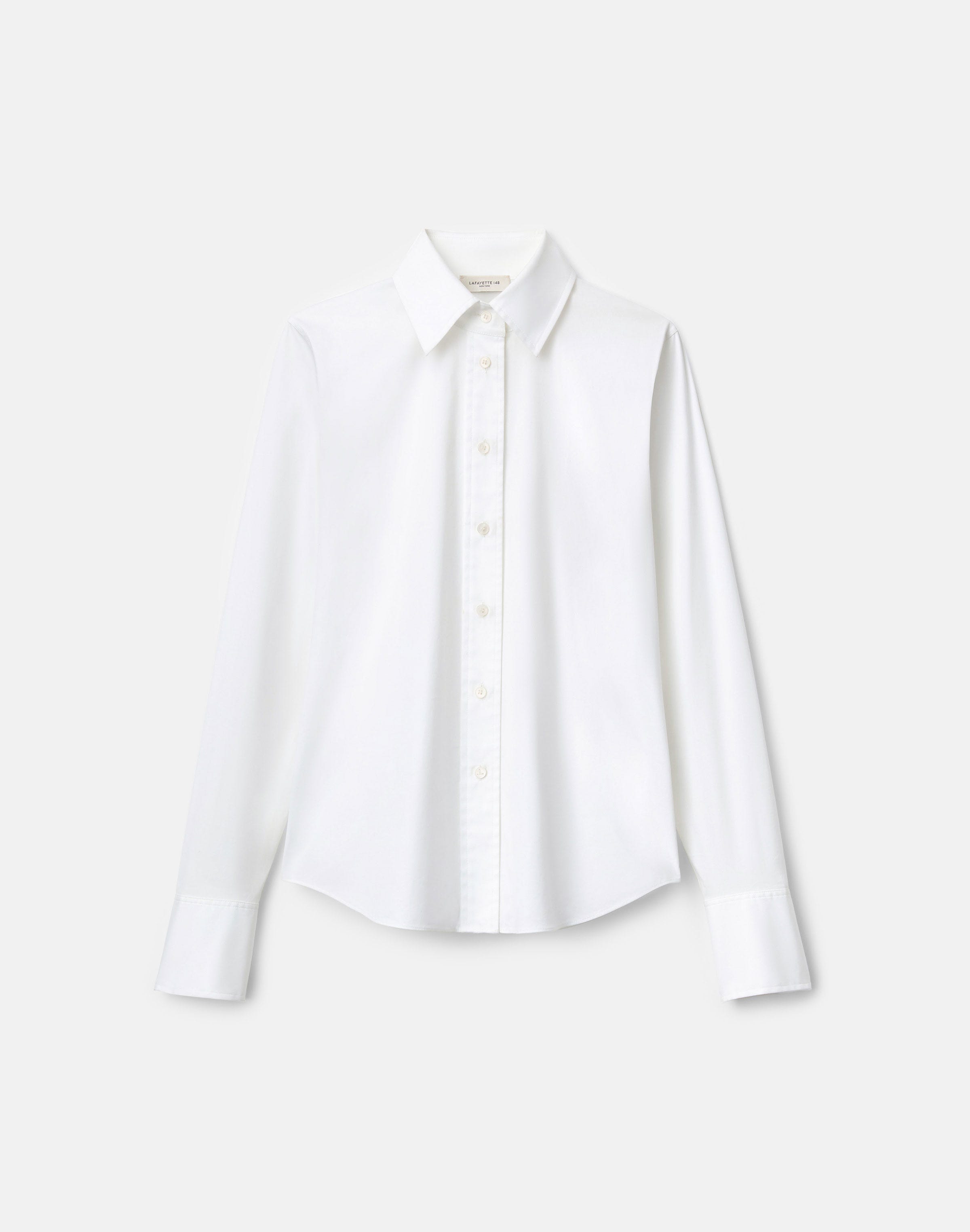Stretch Cotton Button Front Slim Shirt