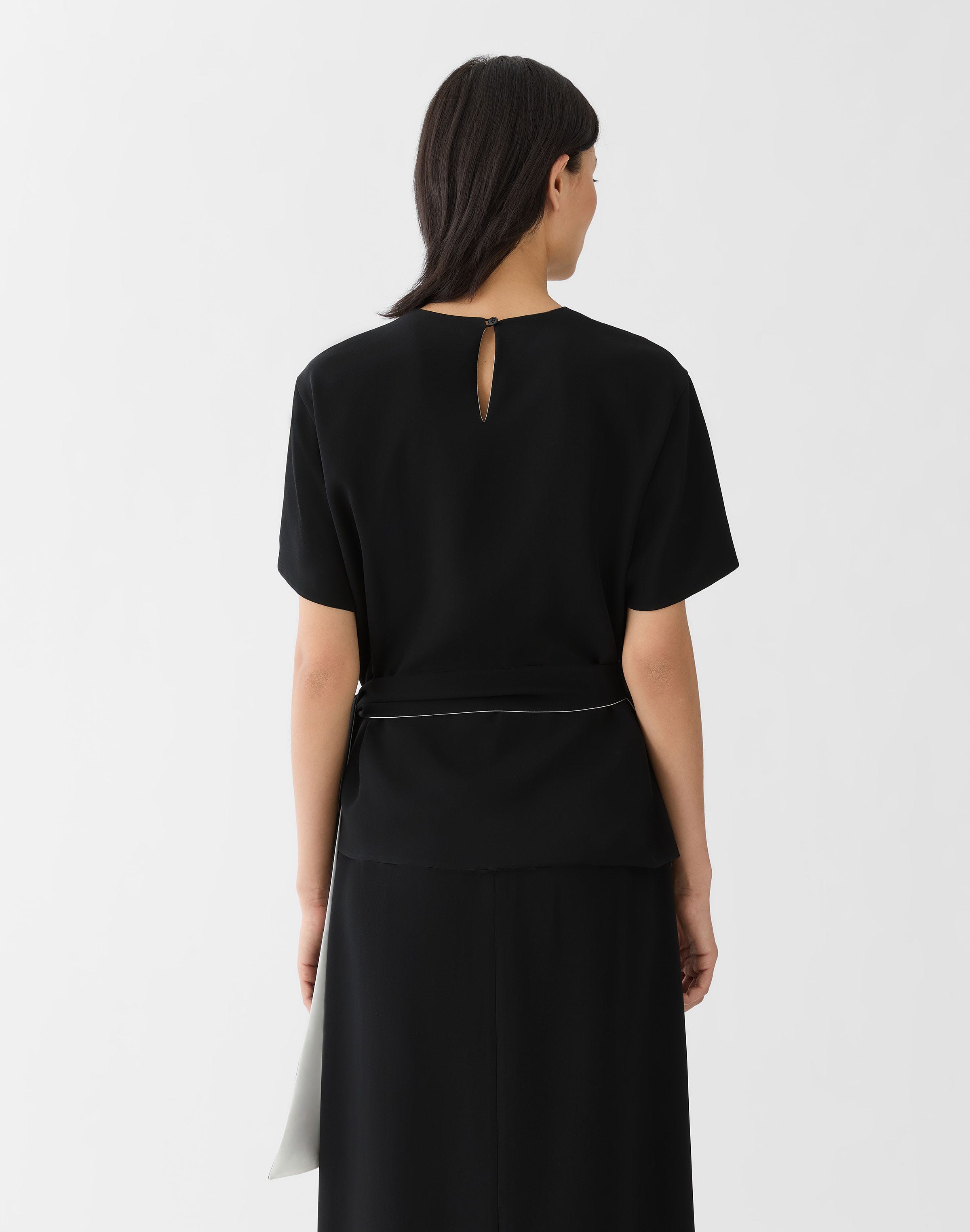 Responsible Finesse Crepe Reversible Side Tie Blouse
