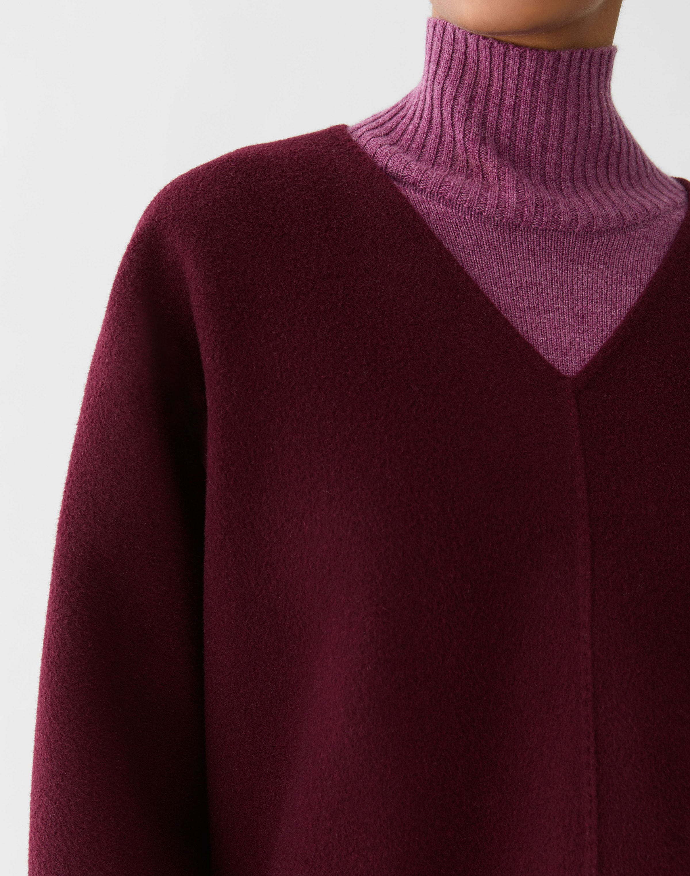 Wool-Cashmere Double Face Oversized Popover Blouse