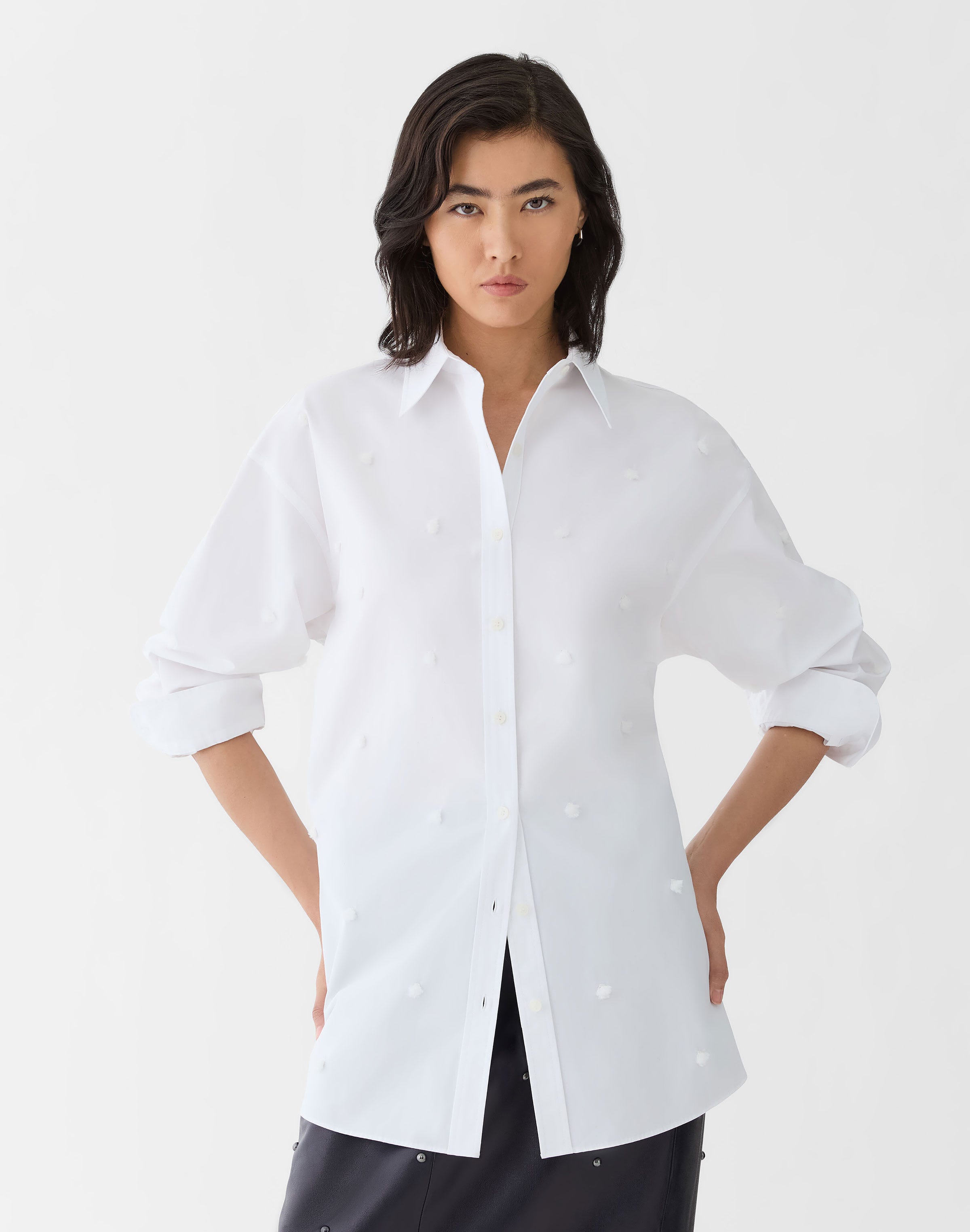 Organic Cotton Poplin Hand Embroidered Polka Dot Shirt