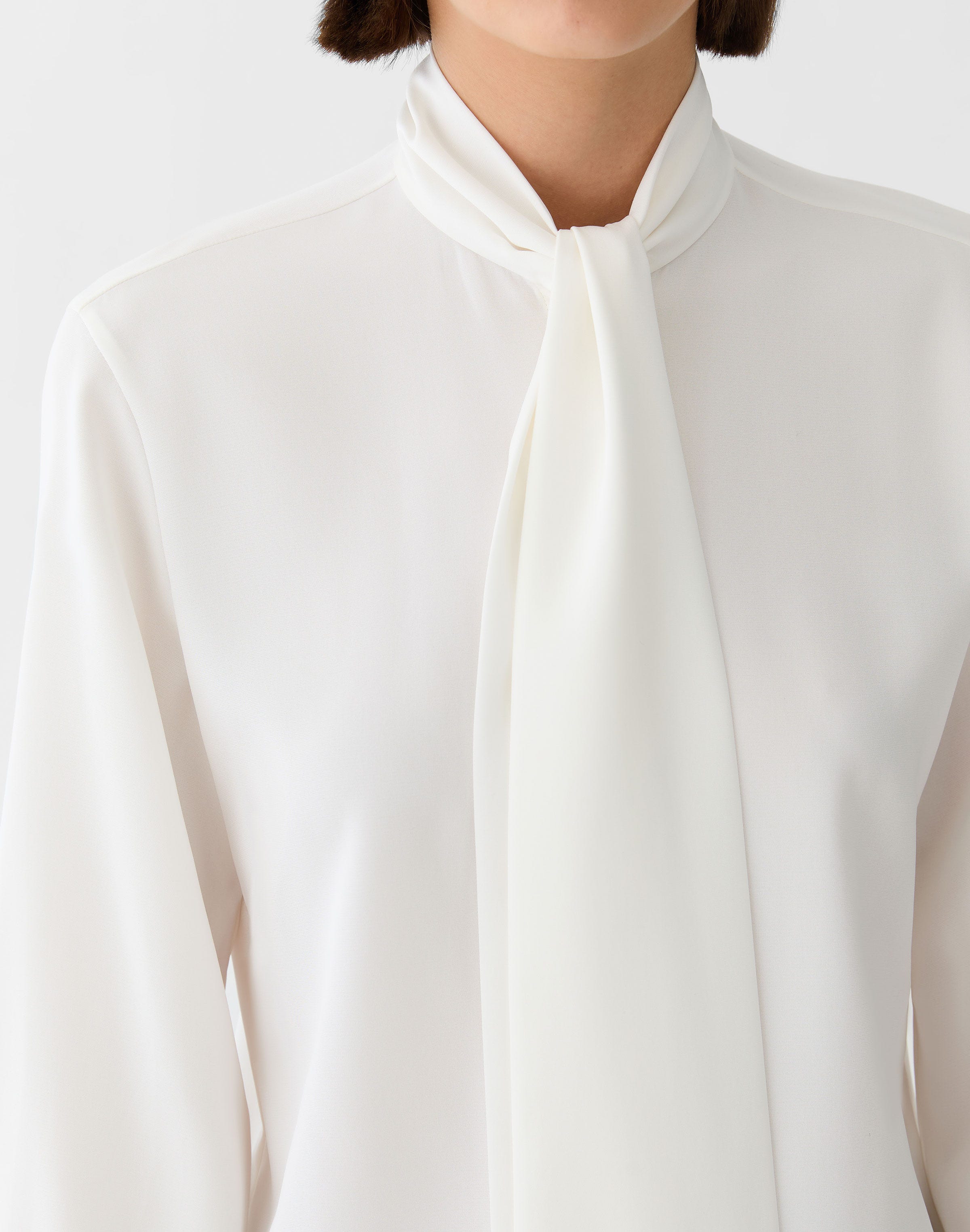 Organic Silk Stretch Georgette Tie Neck Blouse