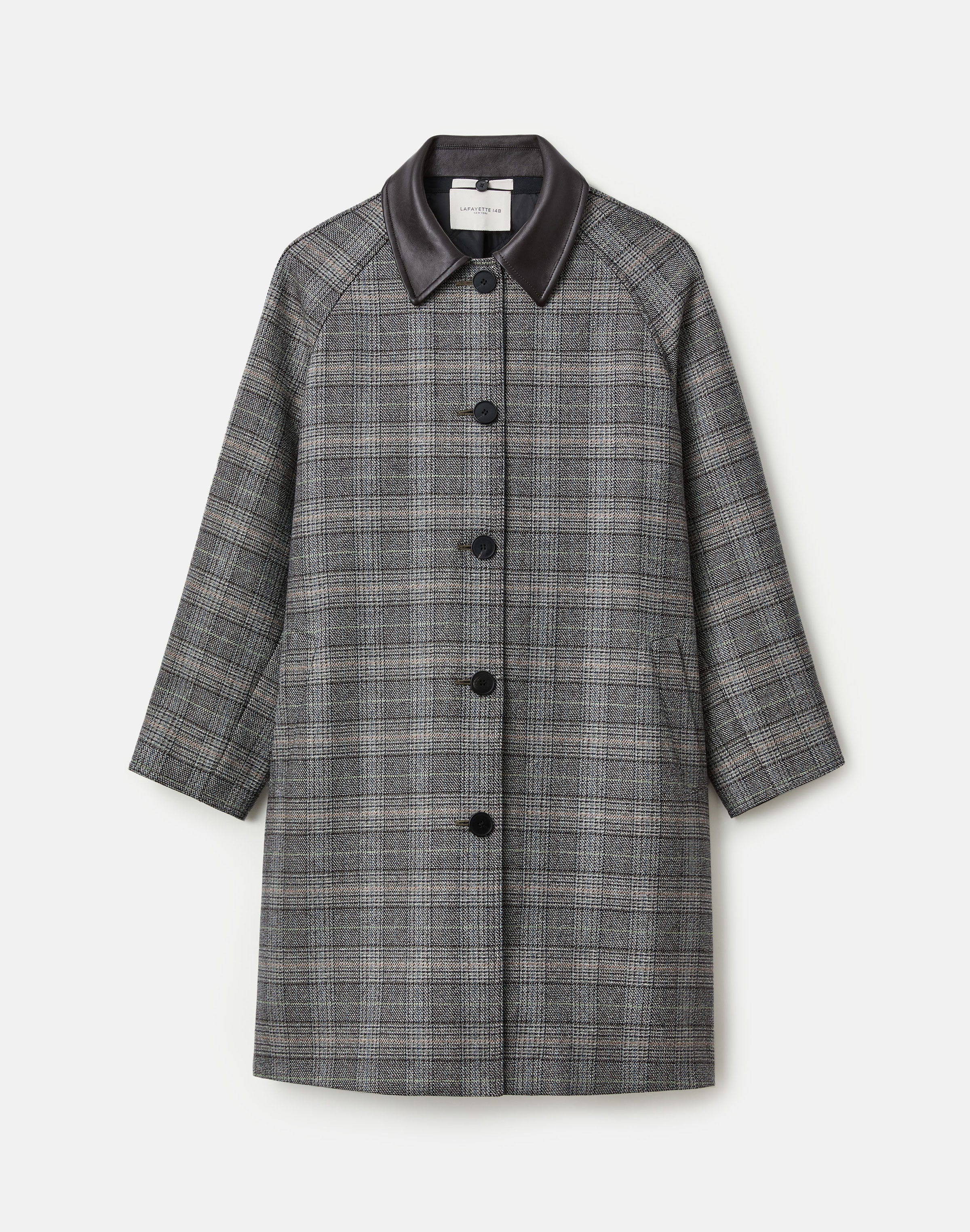 Wool-Cashmere Glen Plaid Quilted Trench Coat