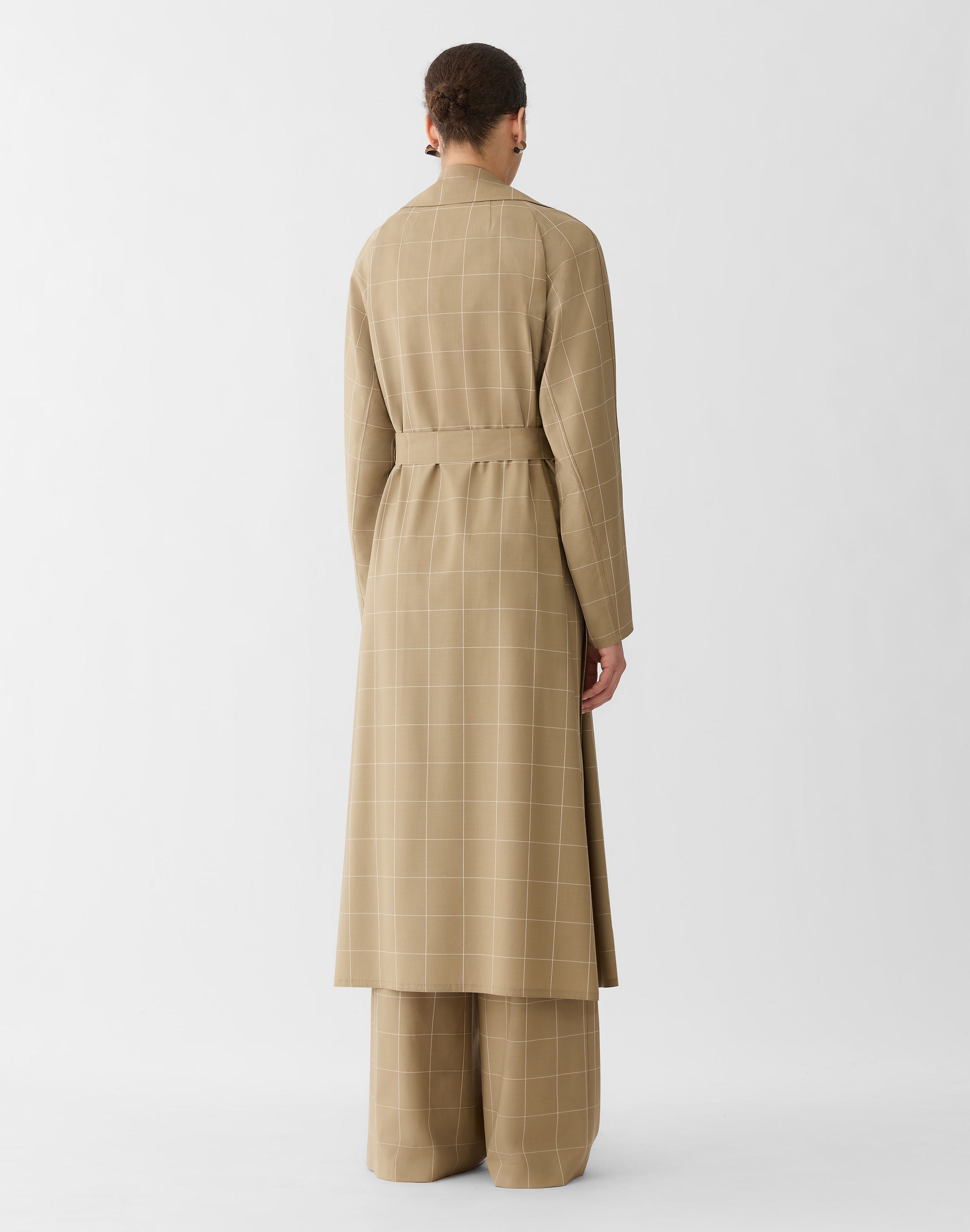 Garden Grid Tropical Wool Belted Oversized Duster
