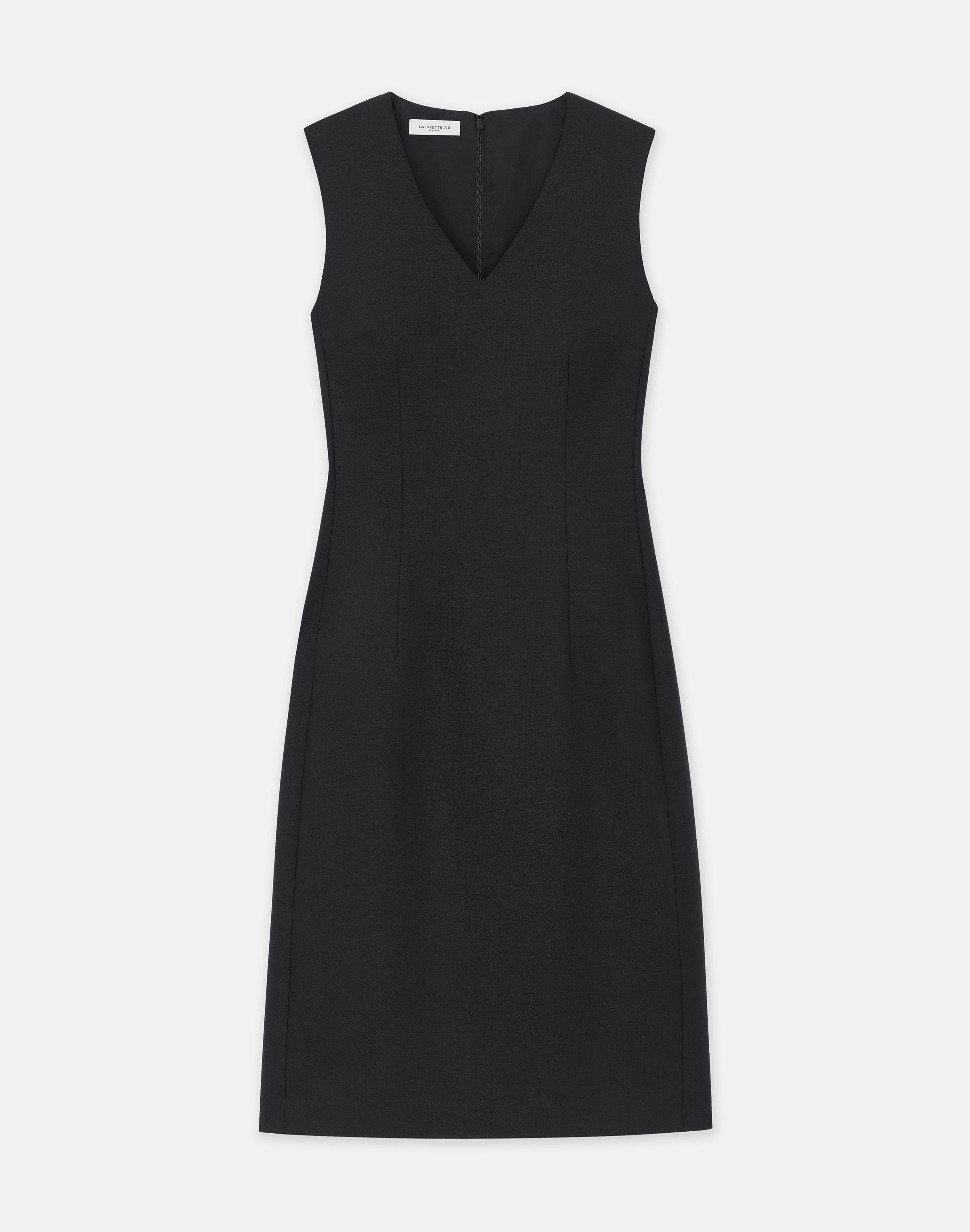 Petite Responsible Stretch Wool V-Neck Sheath Dress