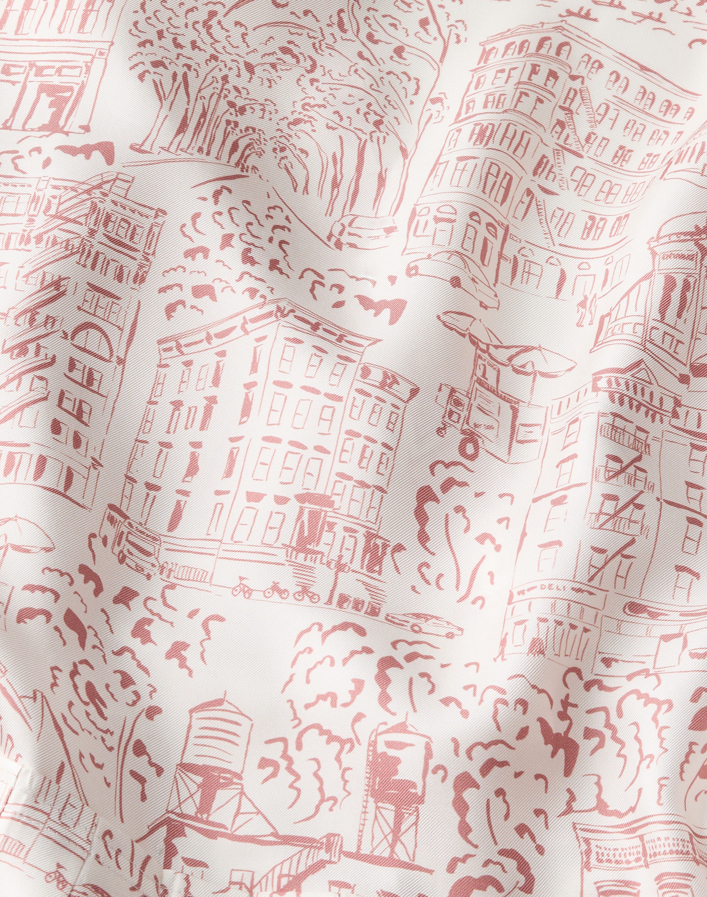 Landmarks Print Silk Twill Shirtdress