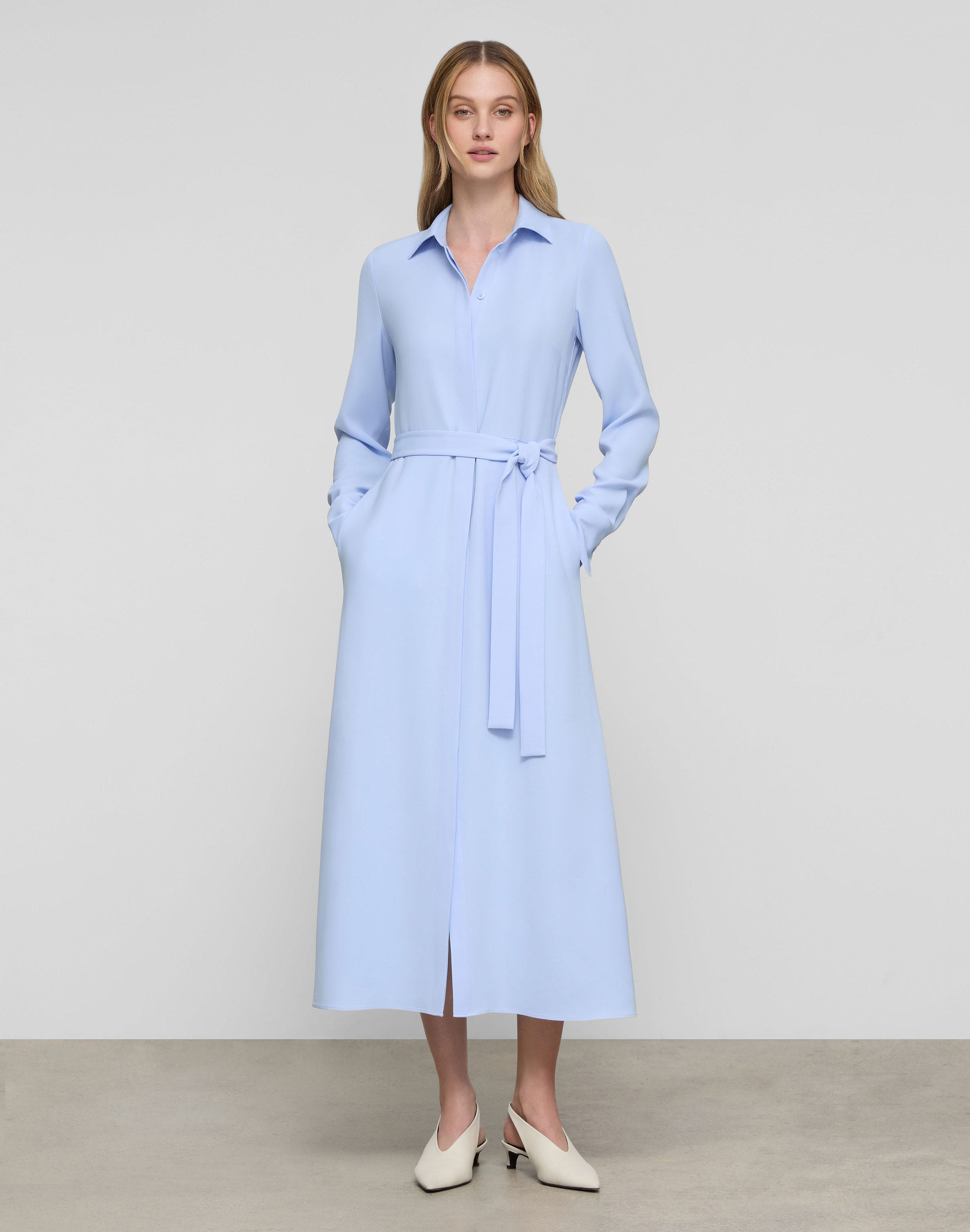 Responsible Finesse Crepe Belted Shirtdress
