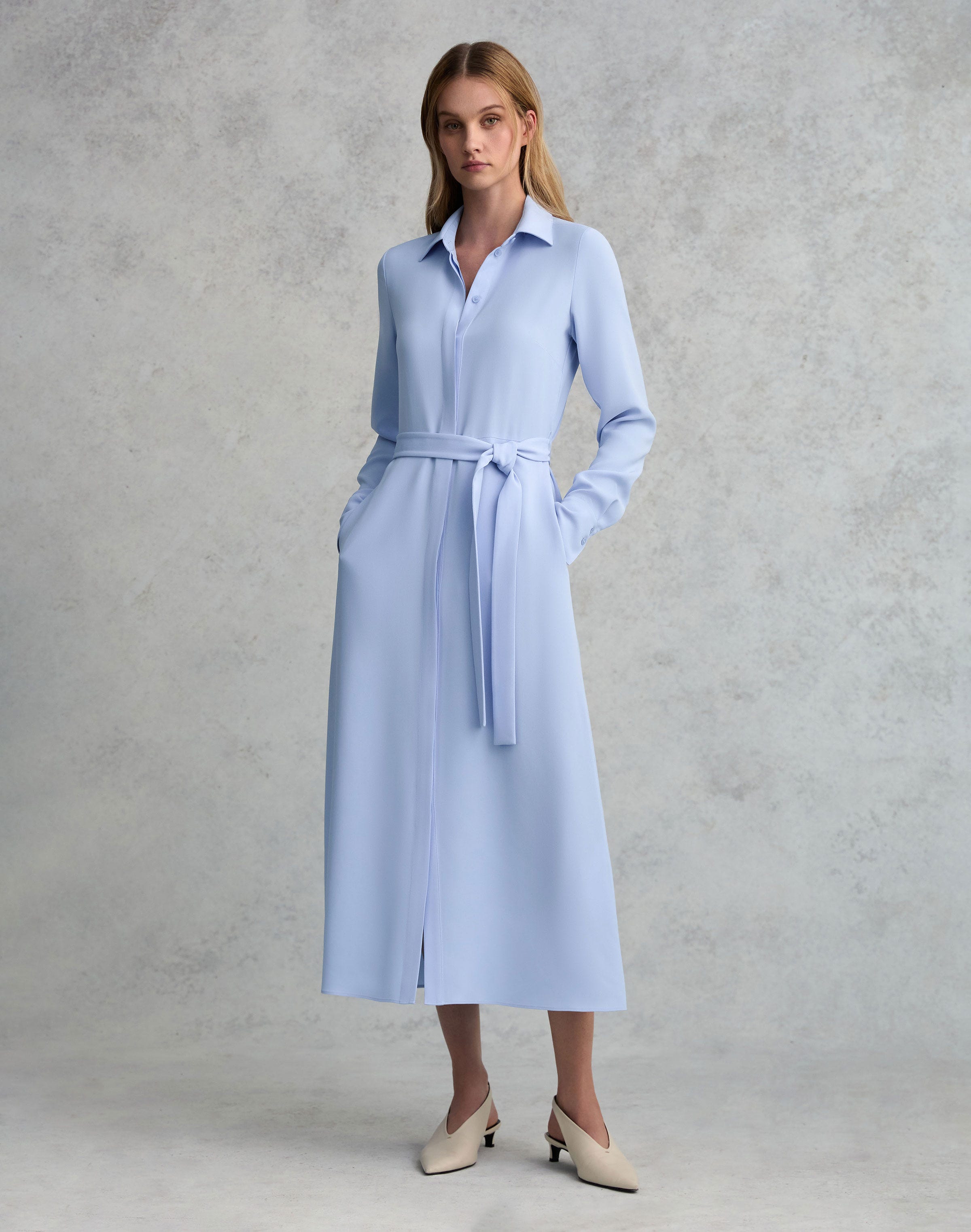 Responsible Finesse Crepe Belted Shirtdress