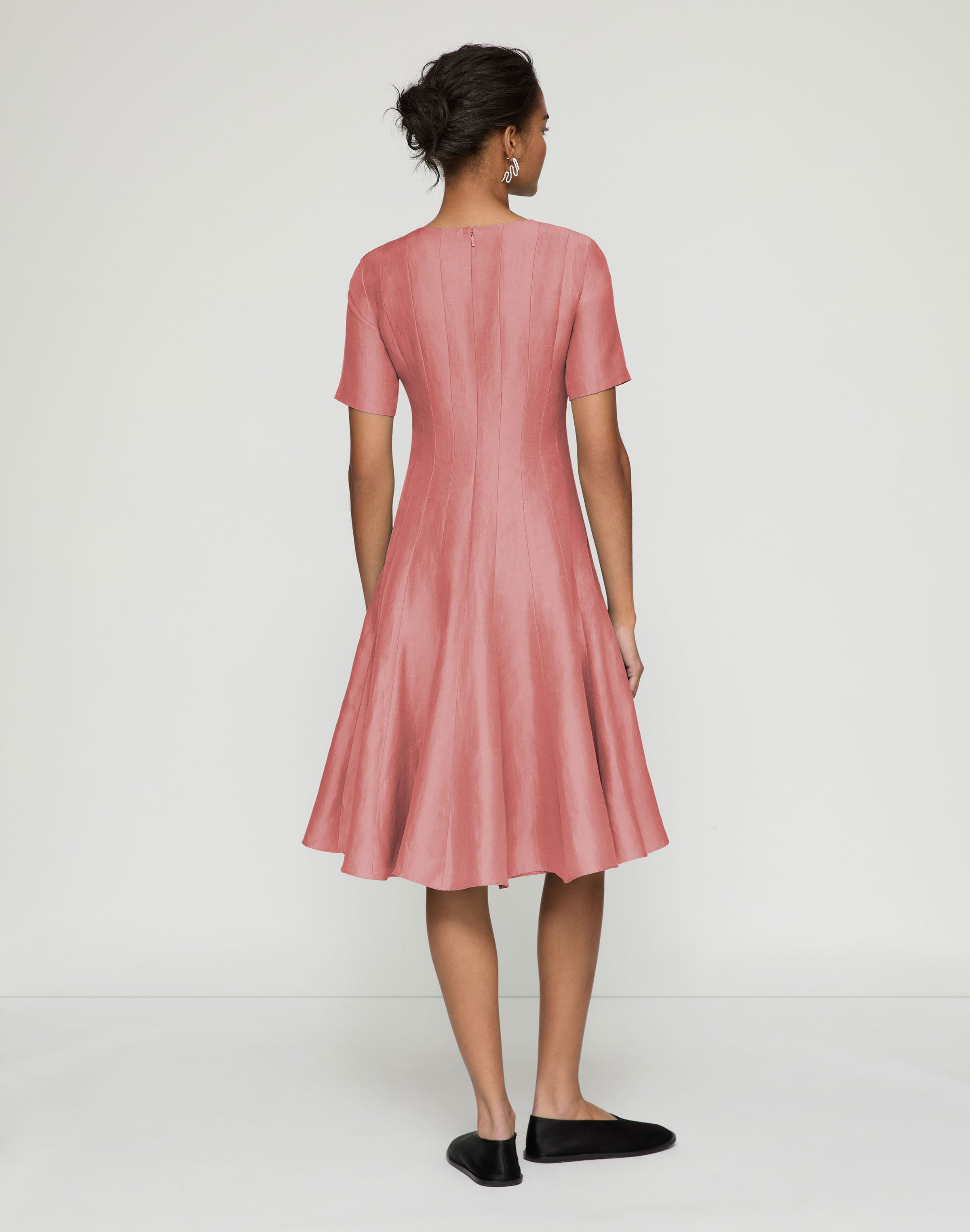 Linen-Viscose  Fit & Flare Midi Dress