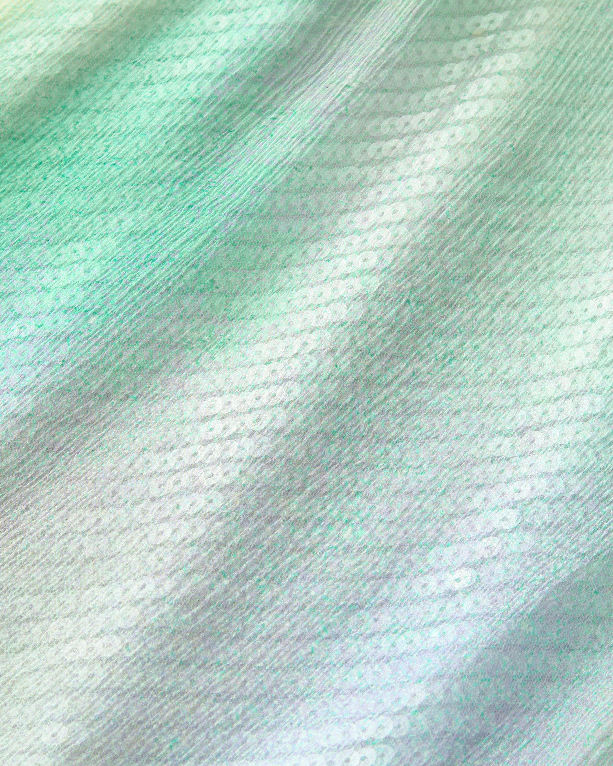 Aurora Print Silk Crépon Flared Gown & Sequin Slip
