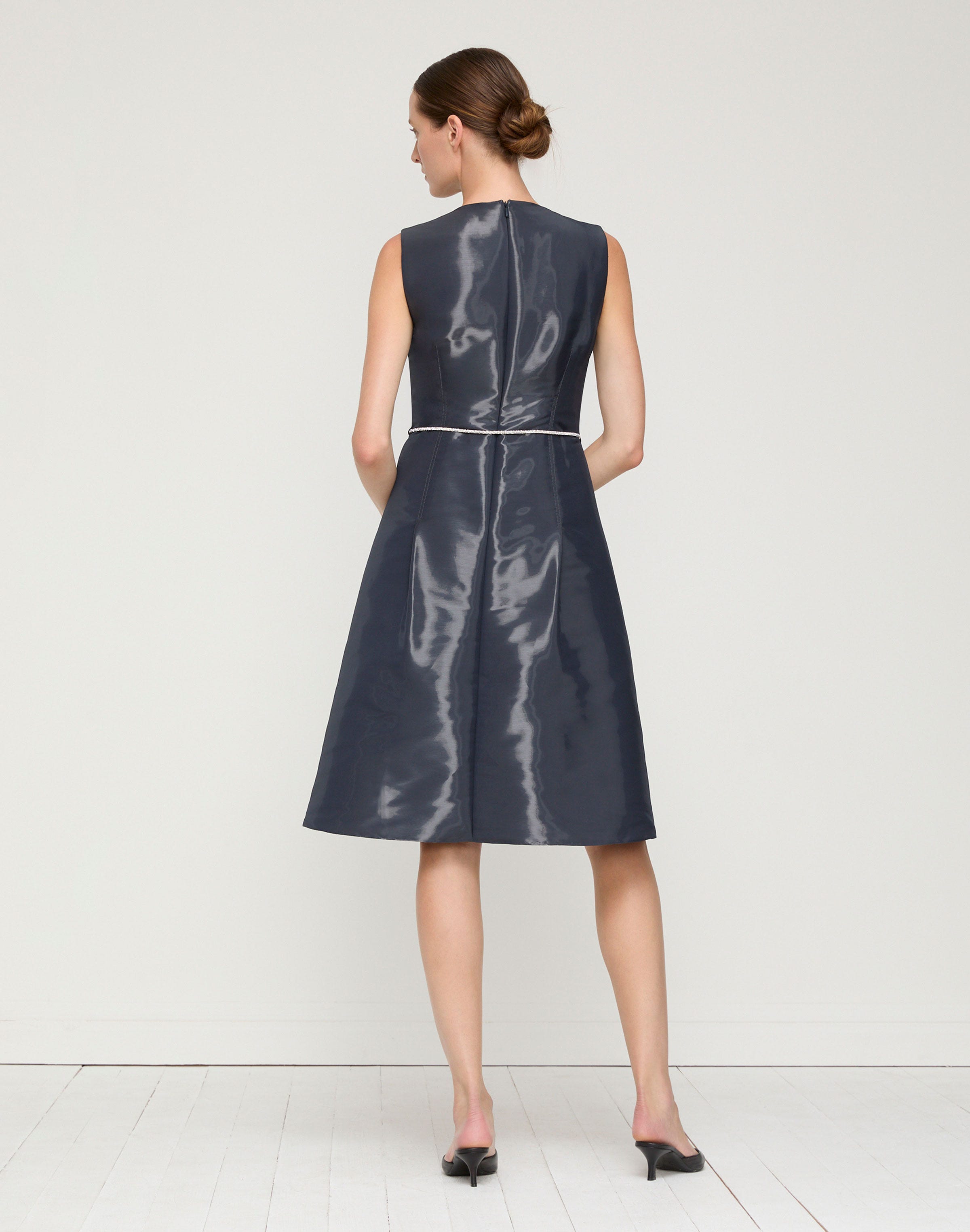 Liquid Twill A-Line Dress & Embellished Belt