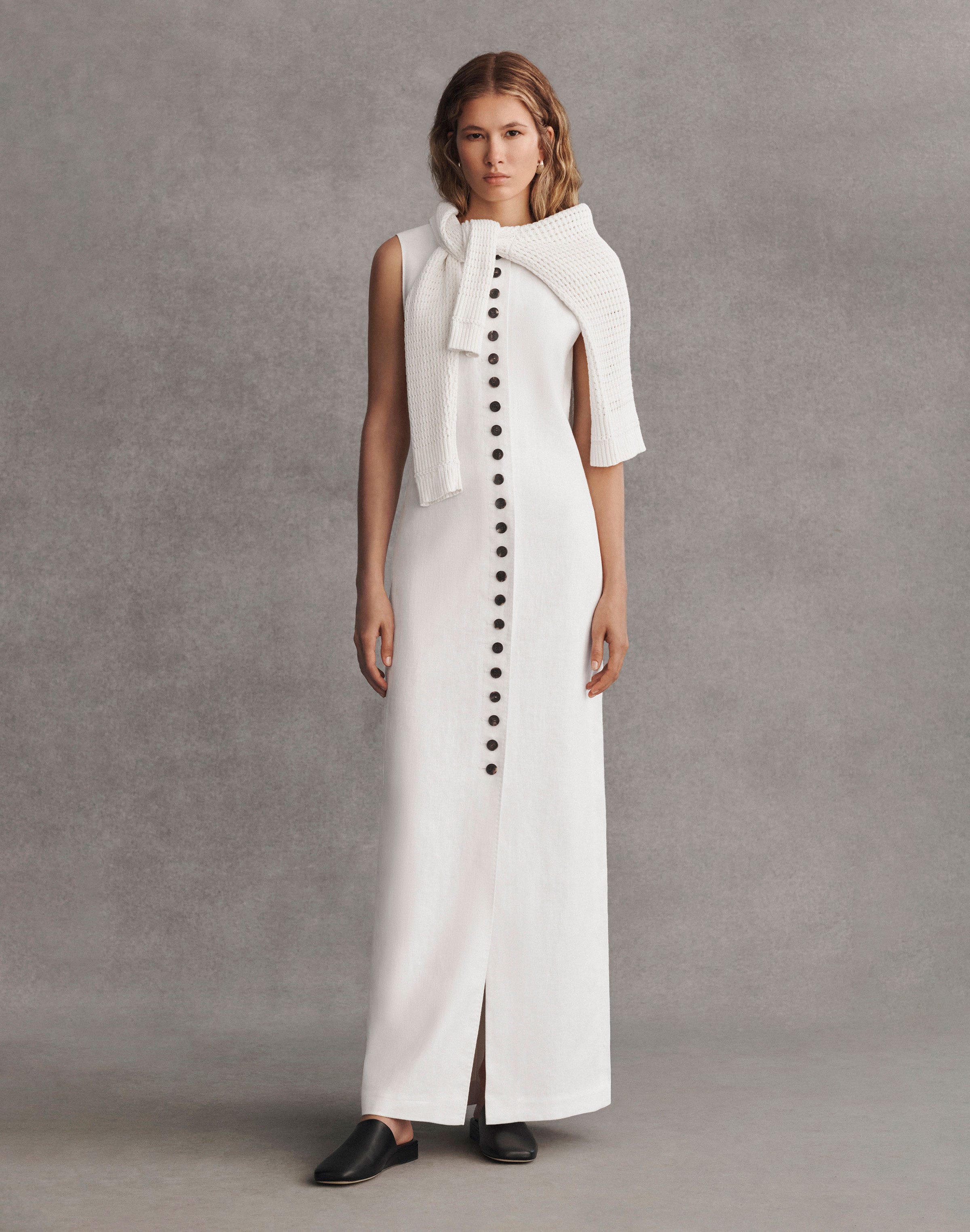 Linen Buttoned Maxi Dress