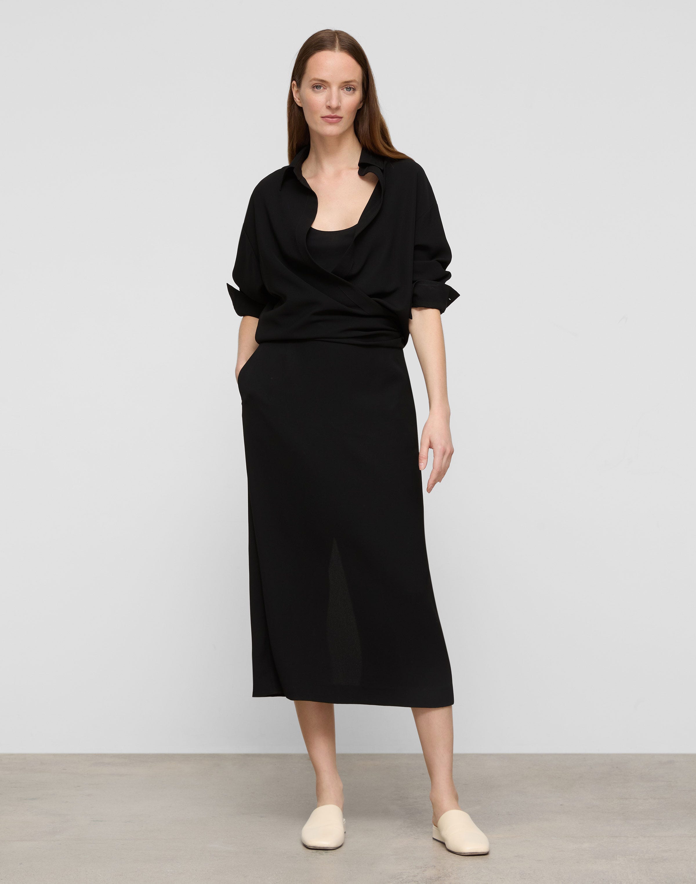 Responsible Finesse Crepe Layered Shirtdress