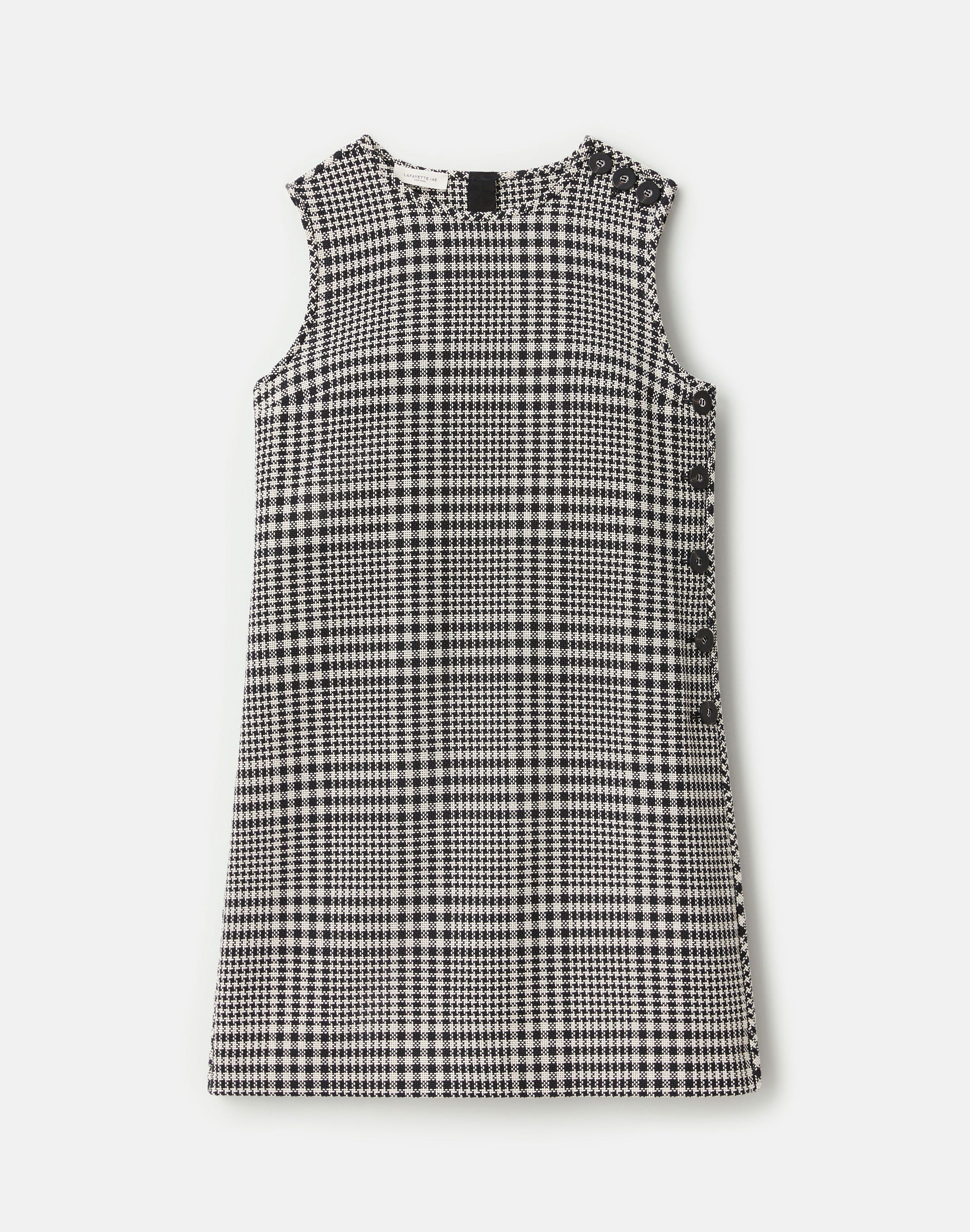 Grid Plaid Corded Cotton Shift Dress