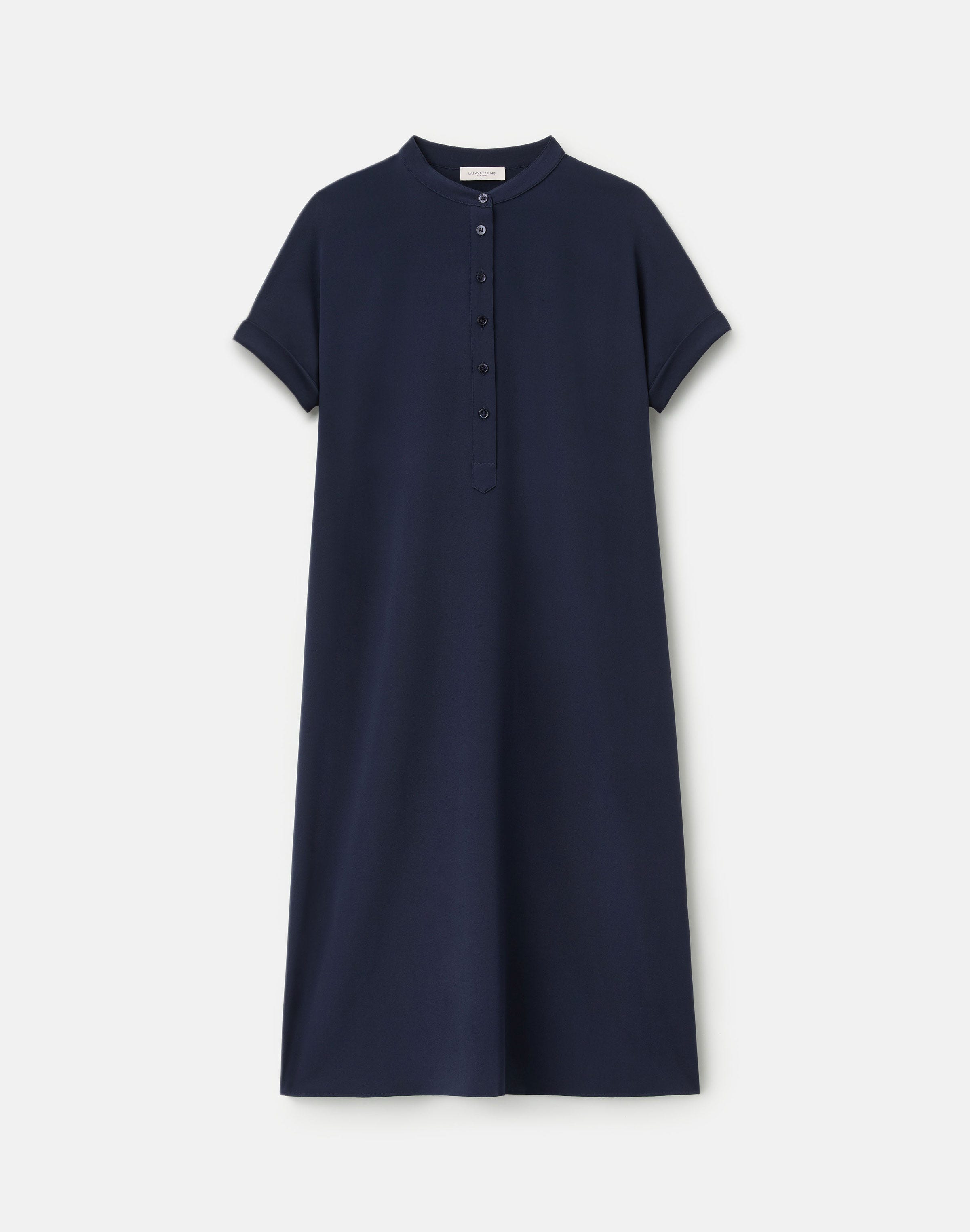 Organic Silk Stretch Georgette Henley Dress