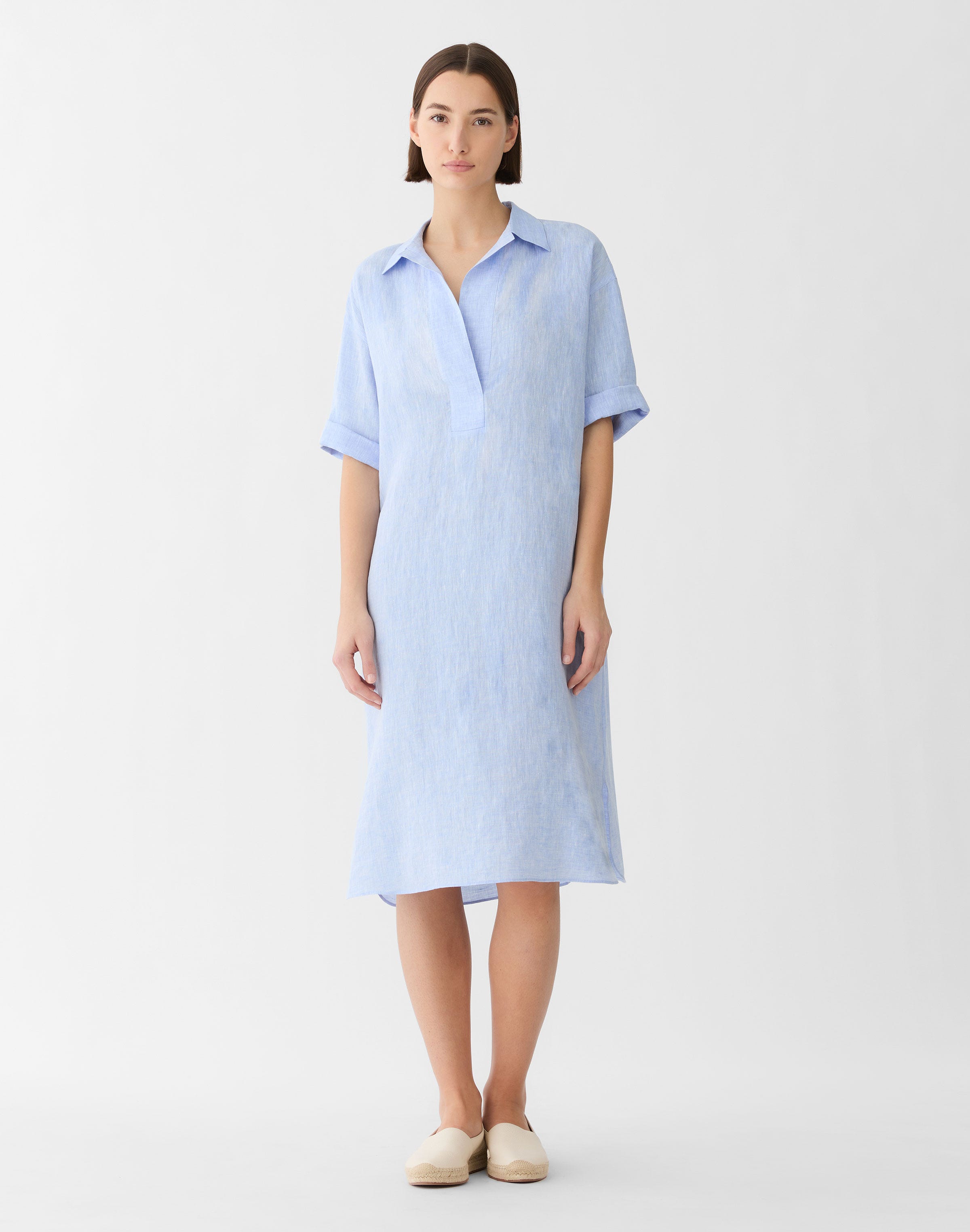 Organic Linen Popover Shirtdress