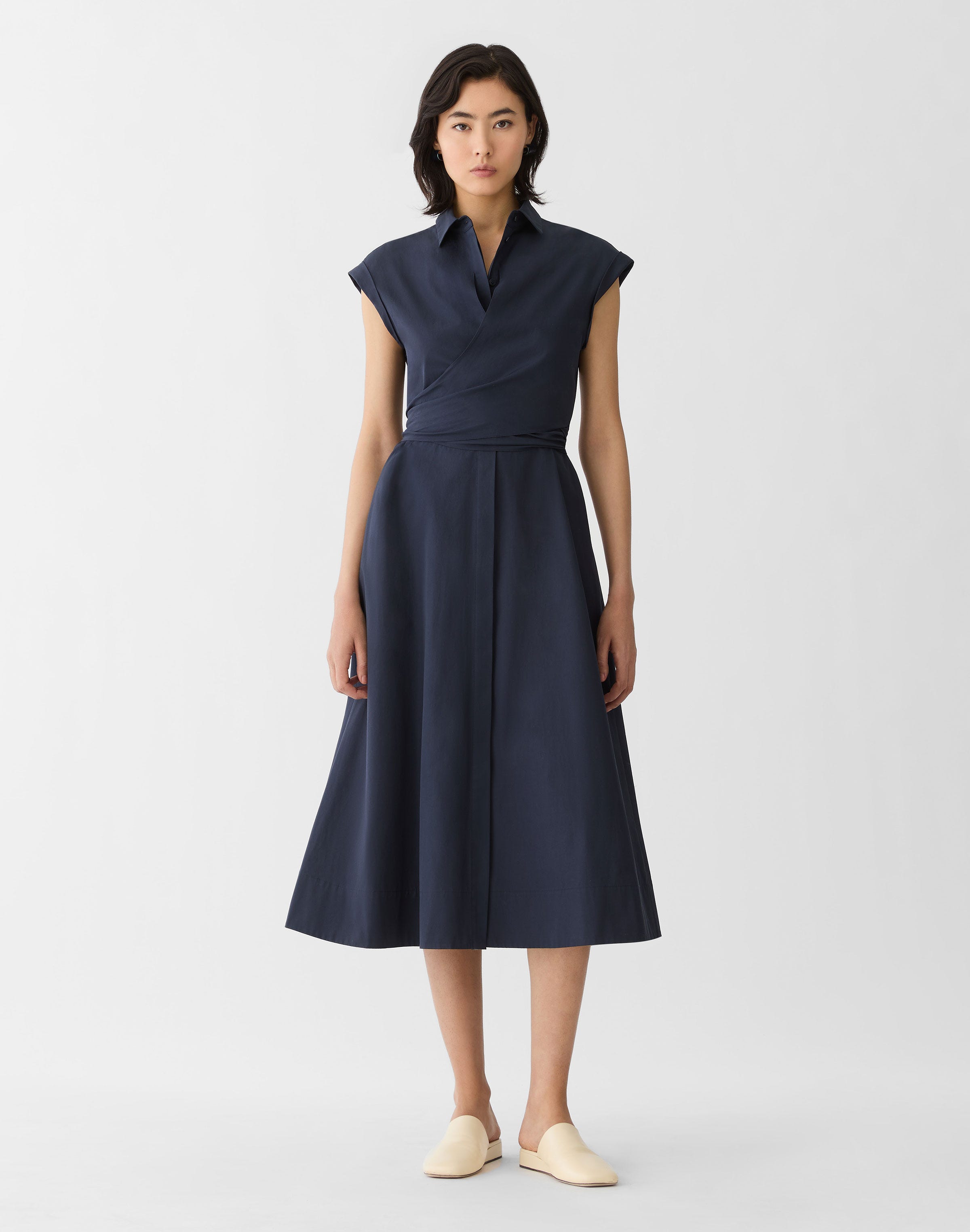 Petite Organic Cotton Poplin Wrap Shirtdress