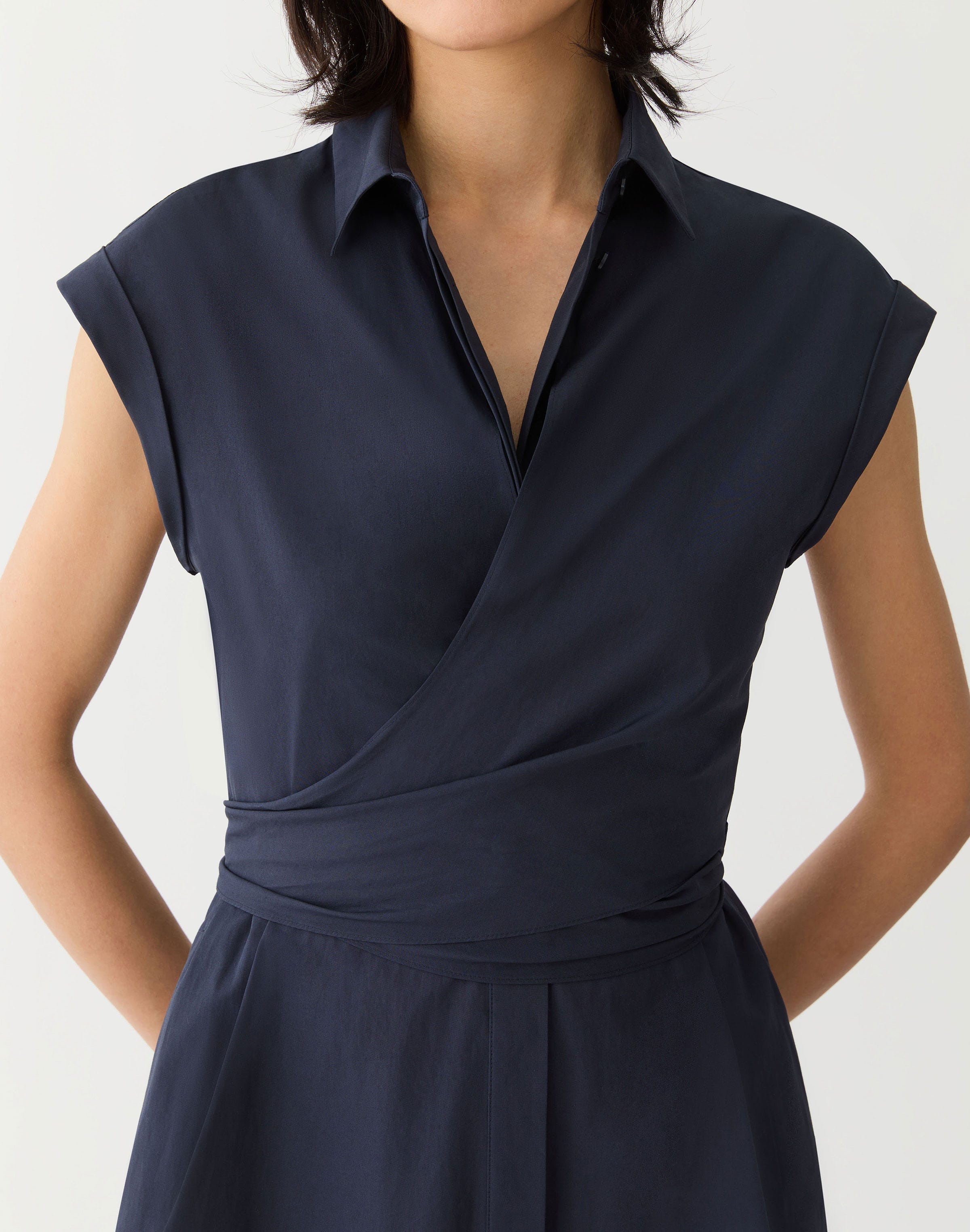Petite Organic Cotton Poplin Wrap Shirtdress