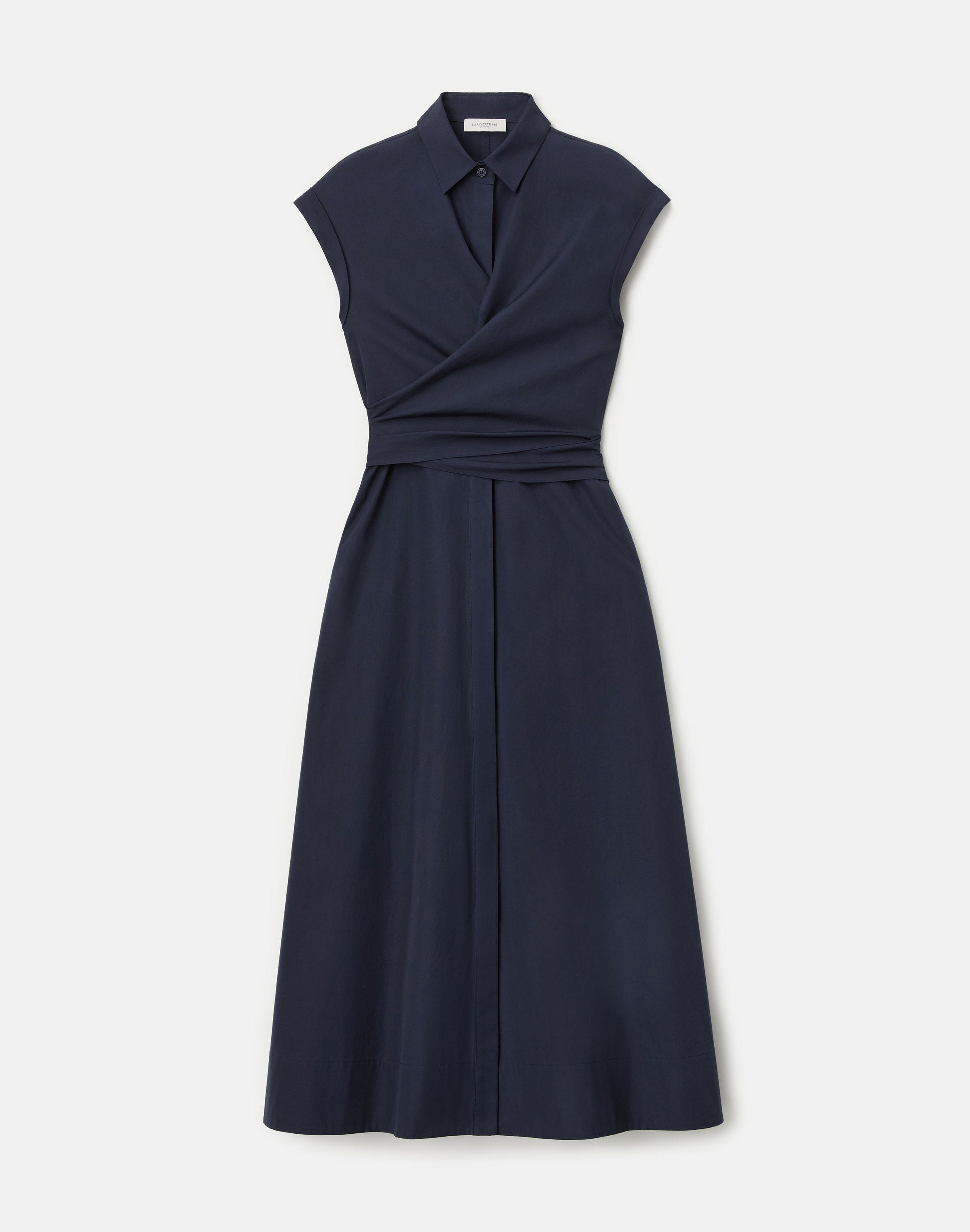 Petite Organic Cotton Poplin Wrap Shirtdress